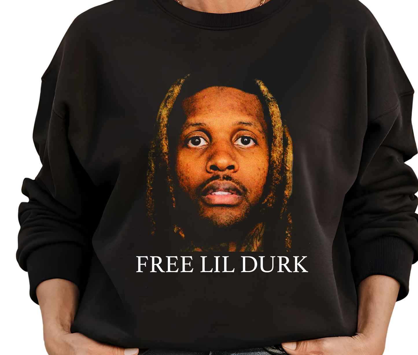 Free Lil Durk Mug Shot Sweatshirt – Rare Drill Hip Hop Streetwear Sweater, Vintage Rap Apparel
