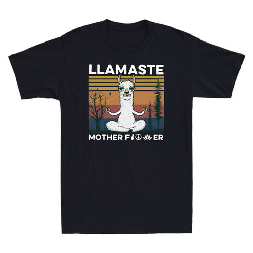 Funny Yoga Llamaste Mother Fvcker Retro Vintage Man's T-Shirt Tee