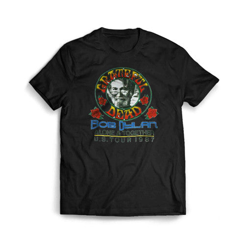 Grateful Dead Rare Jerry Garcia Bob Dylan And The Dead Alone and Together US Tour 1987 Men's T-Shirt Tee