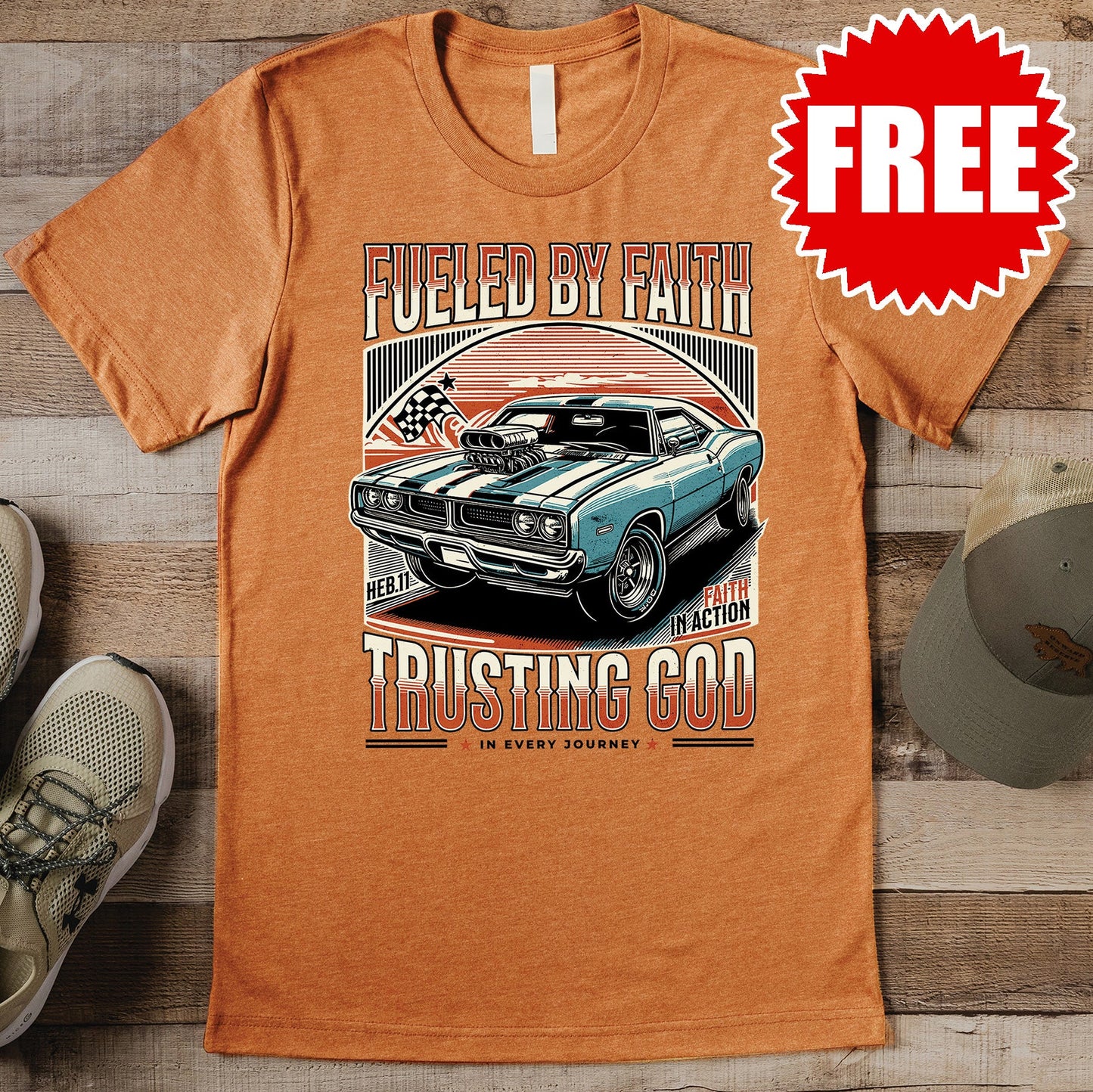 Fueled by Faith Tee - Heather Autumn - 0