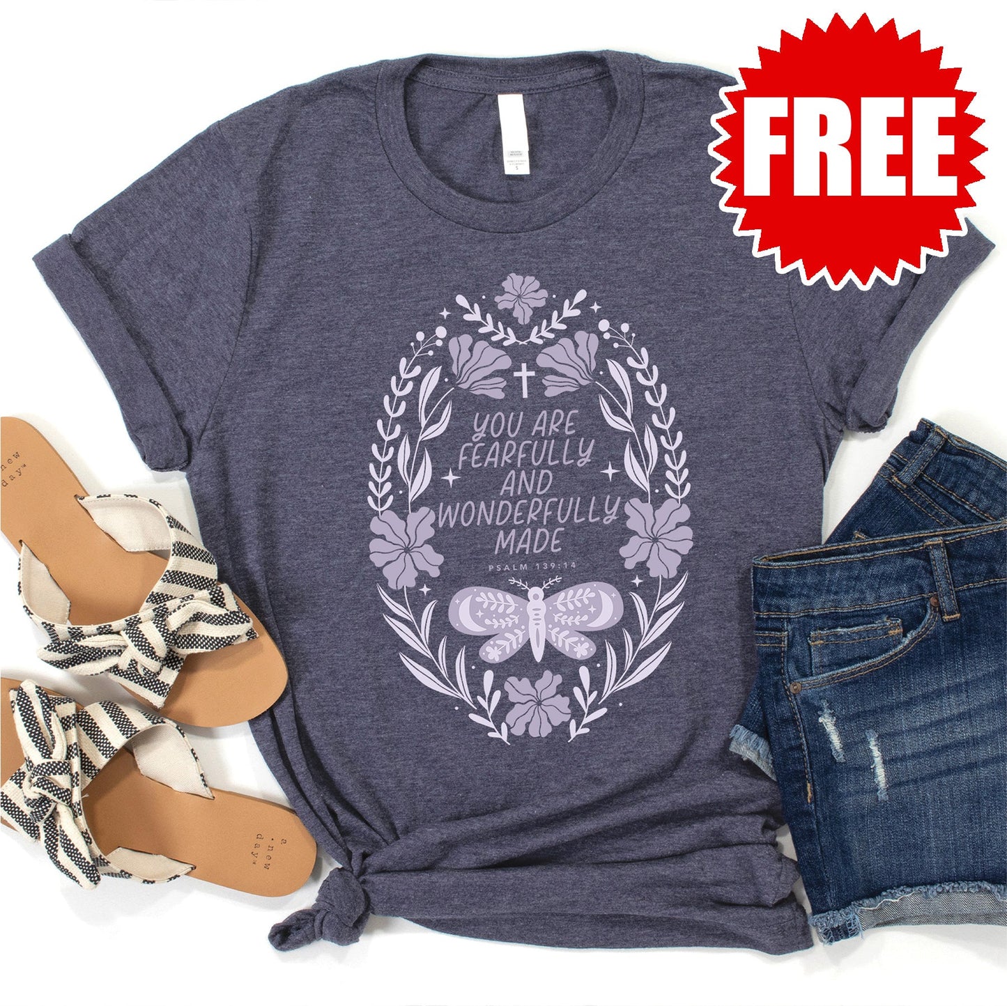 Wonderfully Made Tee - Heather Blue Onyx - 0