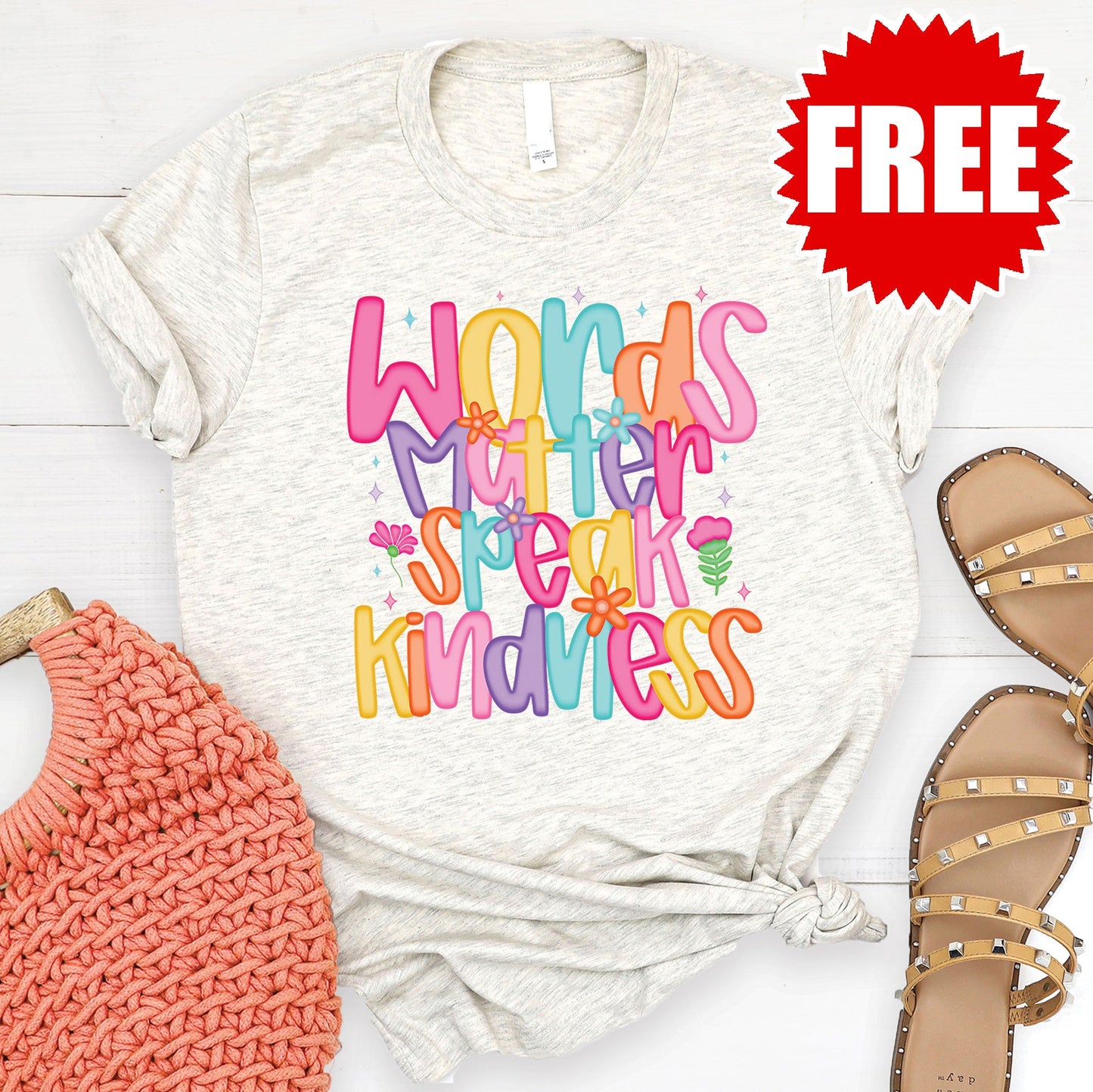 Words Matter Tee - Heather Oatmeal - 0