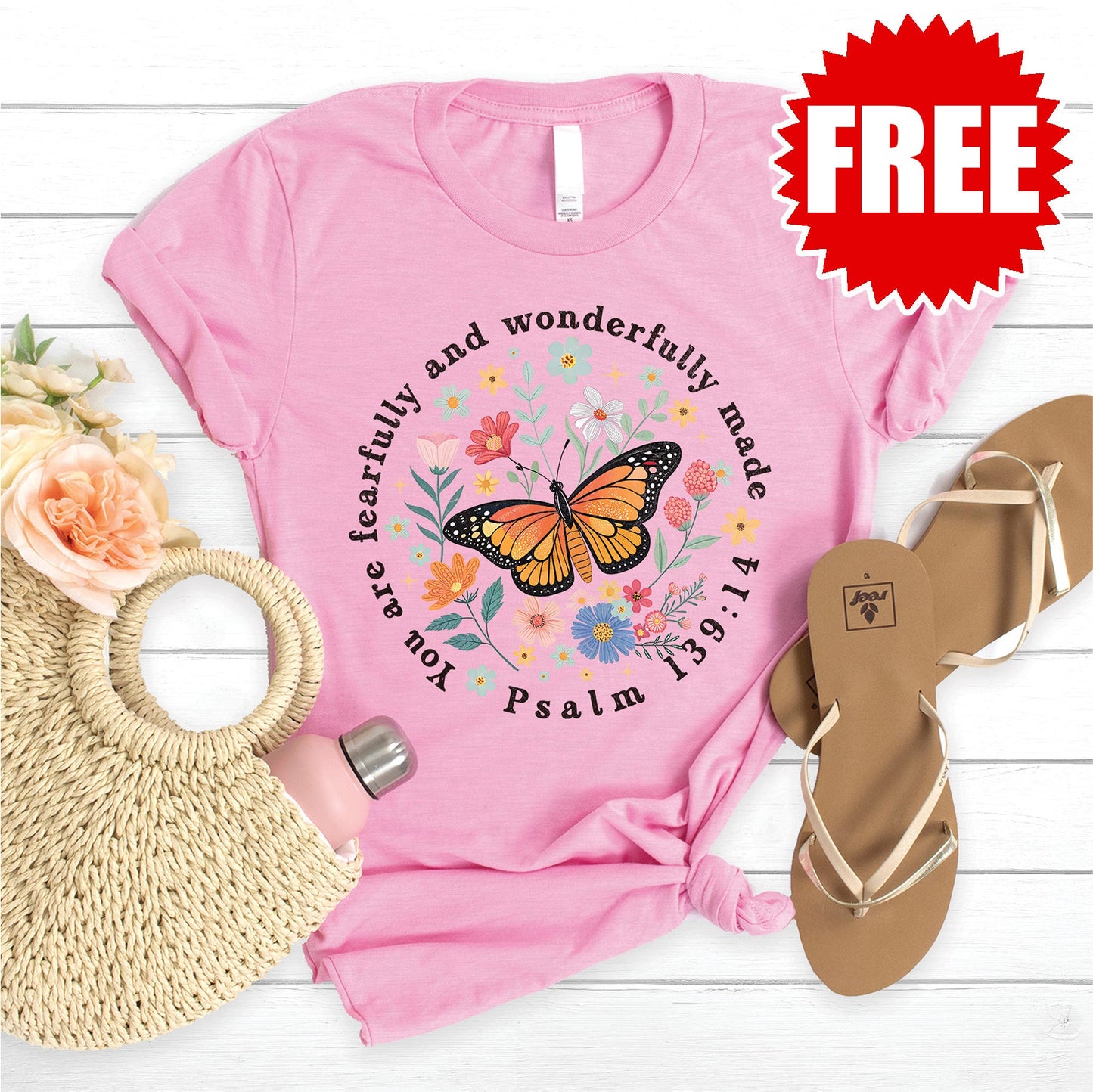 Wonderfully Made Tee - Heather Bubble Gum - 0