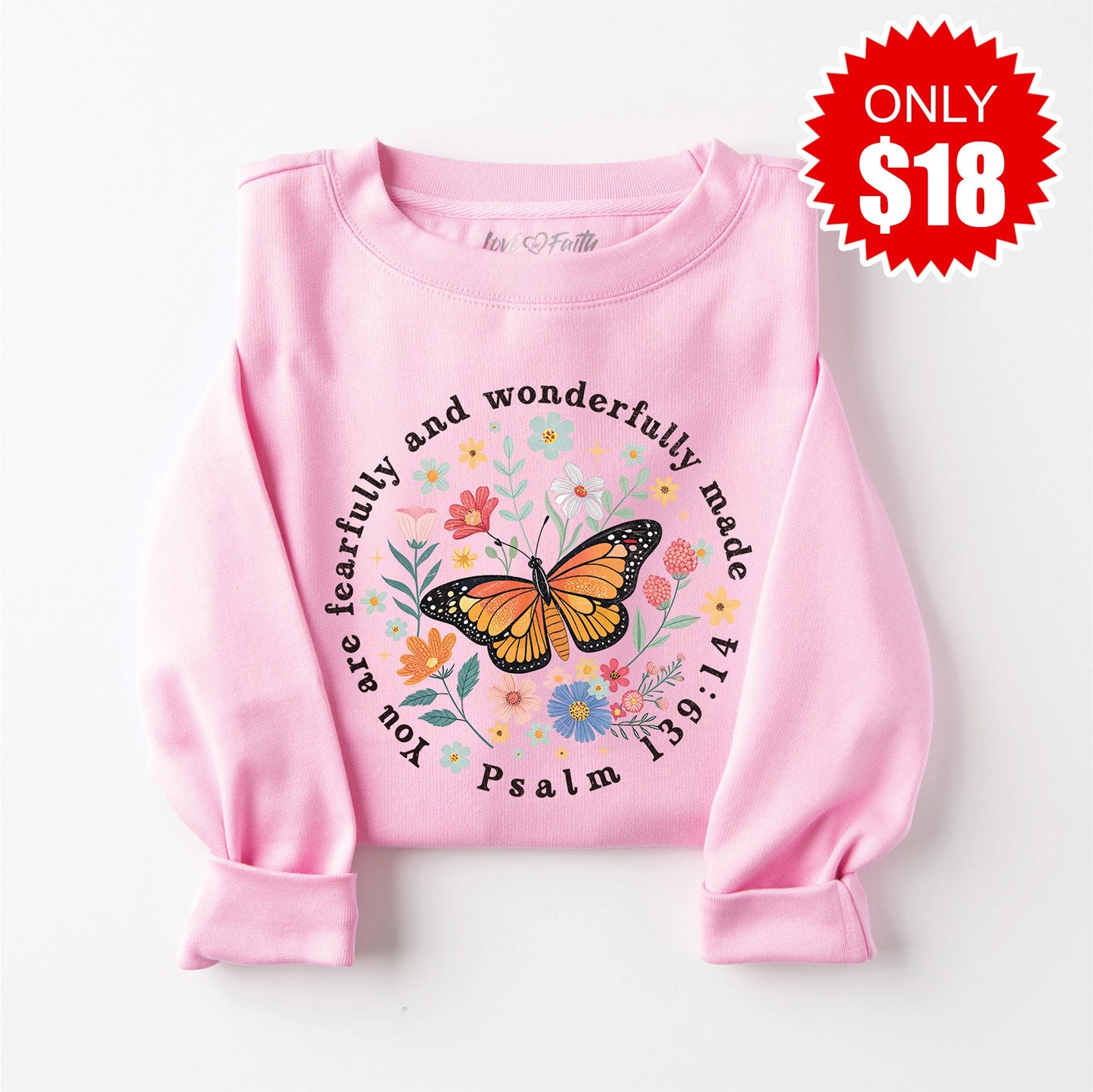 Wonderfully Made Sweatshirt - Heather Bubble Gum - 18