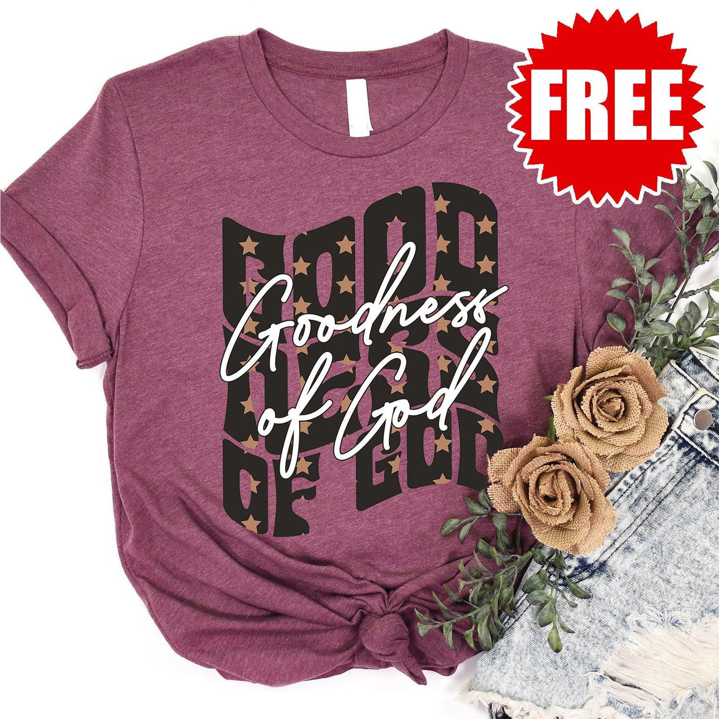 Goodness of God Tee - Heather Burgundy - 0