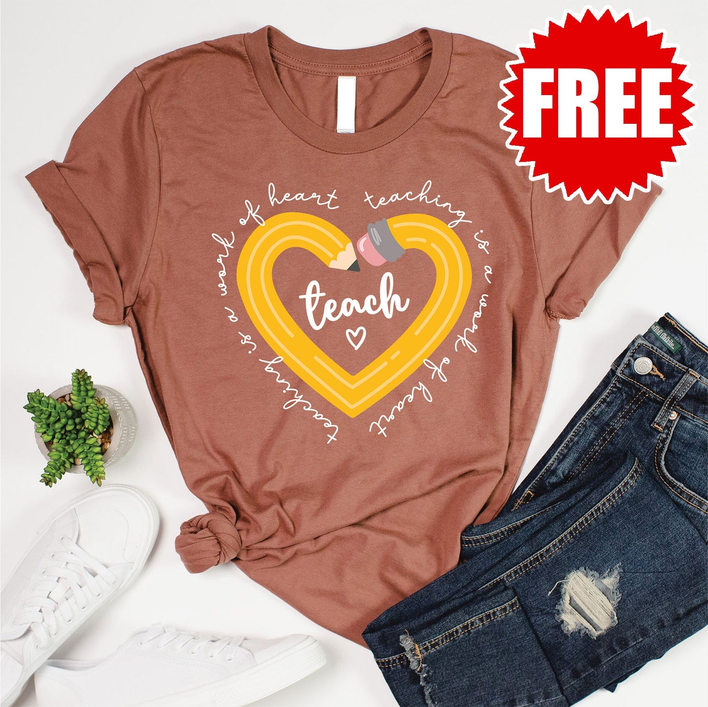 Work of Heart Tee - Heather Chestnut - 0
