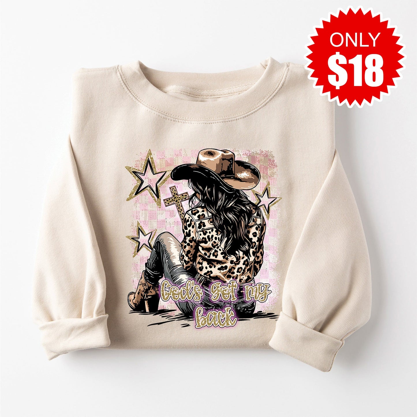 God's Got My Back Sweatshirt - Heather Dust - 18
