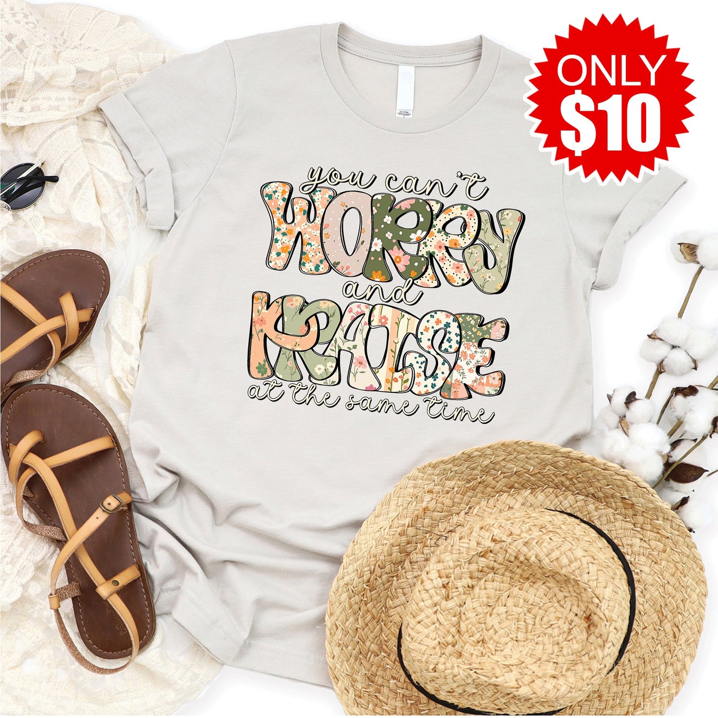 Worry and Praise Tee - Heather Dust