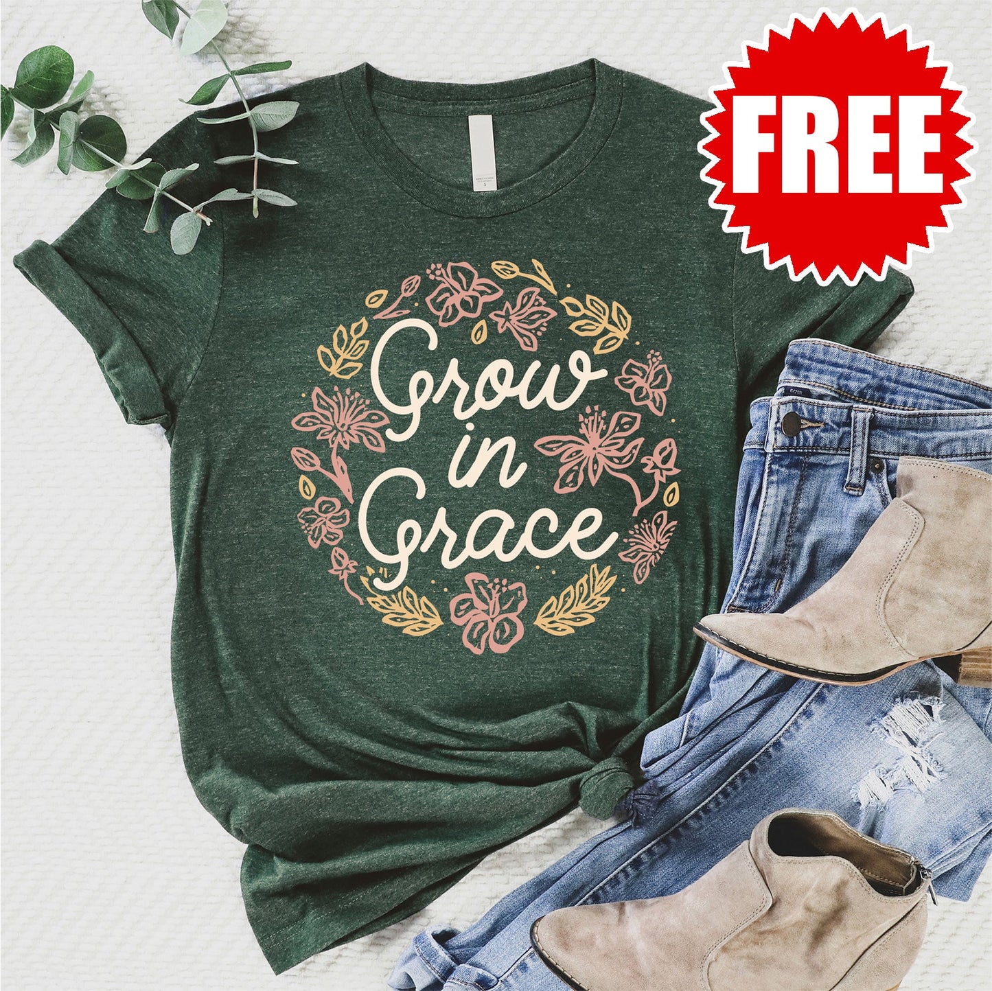Grow In Grace Tee - Heather Forest Style001