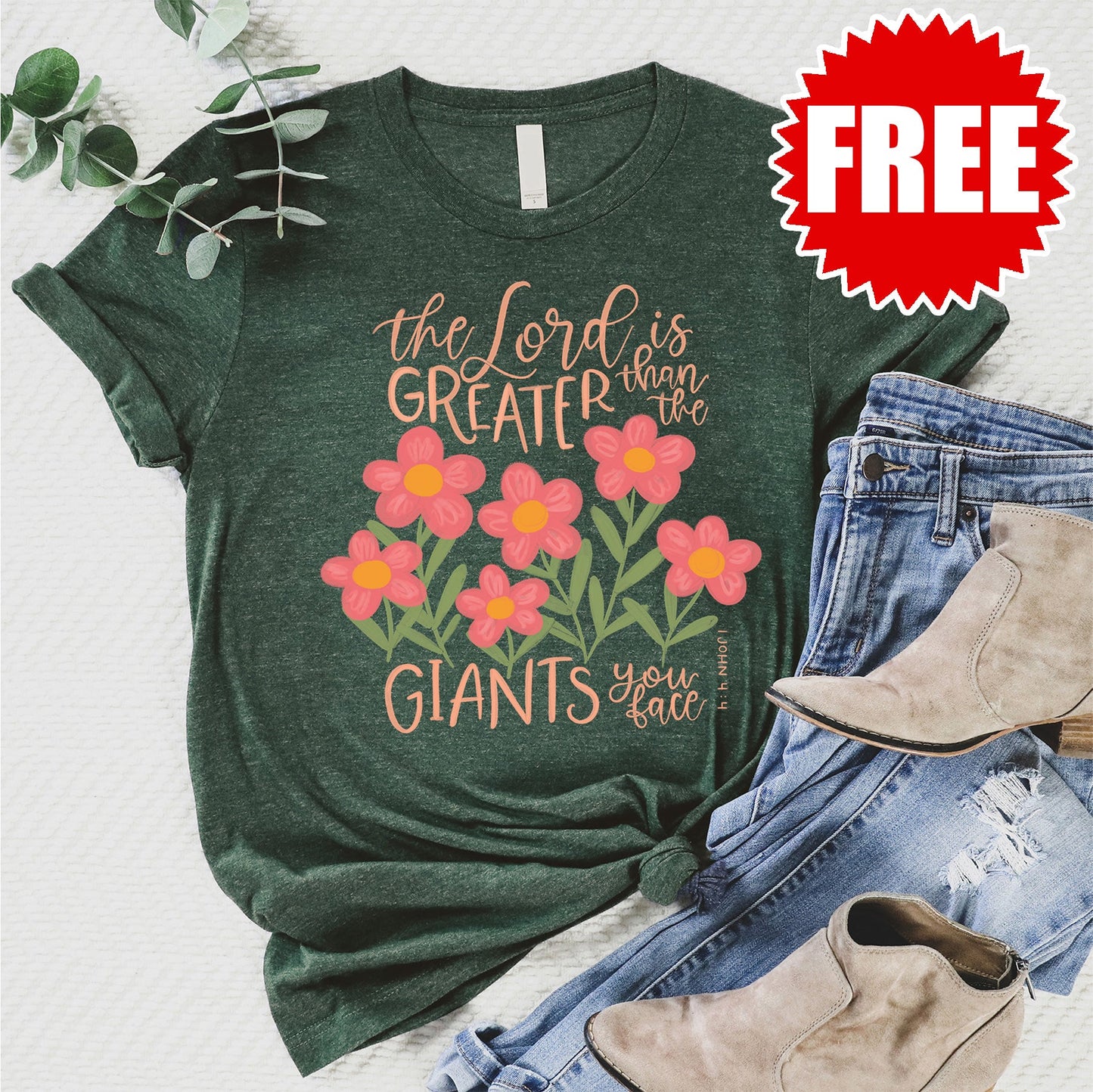 Greater Than Giants Tee - Heather Forest - 0