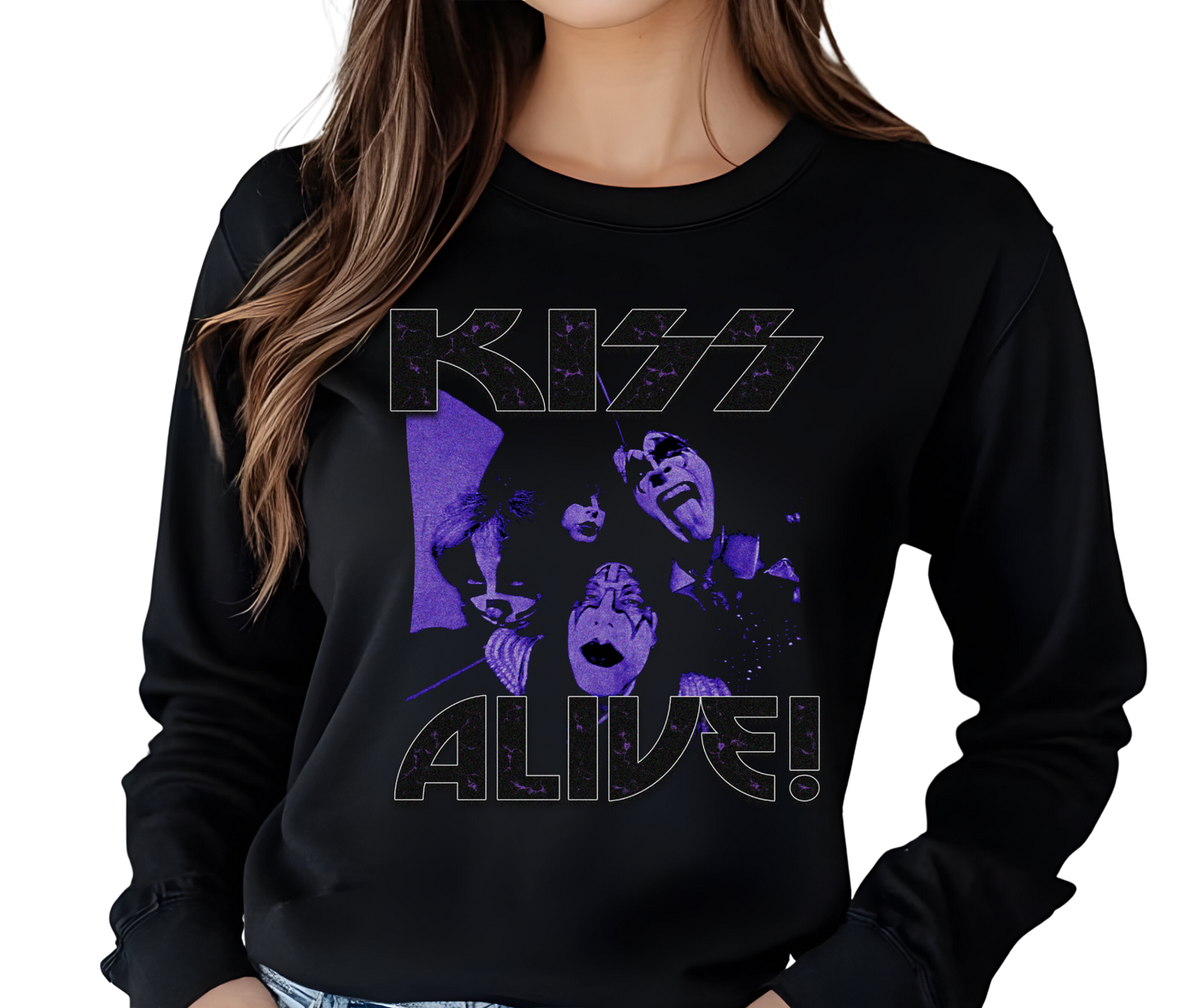 KISS Graphic Long Sleeve – Alive Vintage Rock Band Shirt – Rare Concert Streetwear for Music Fans