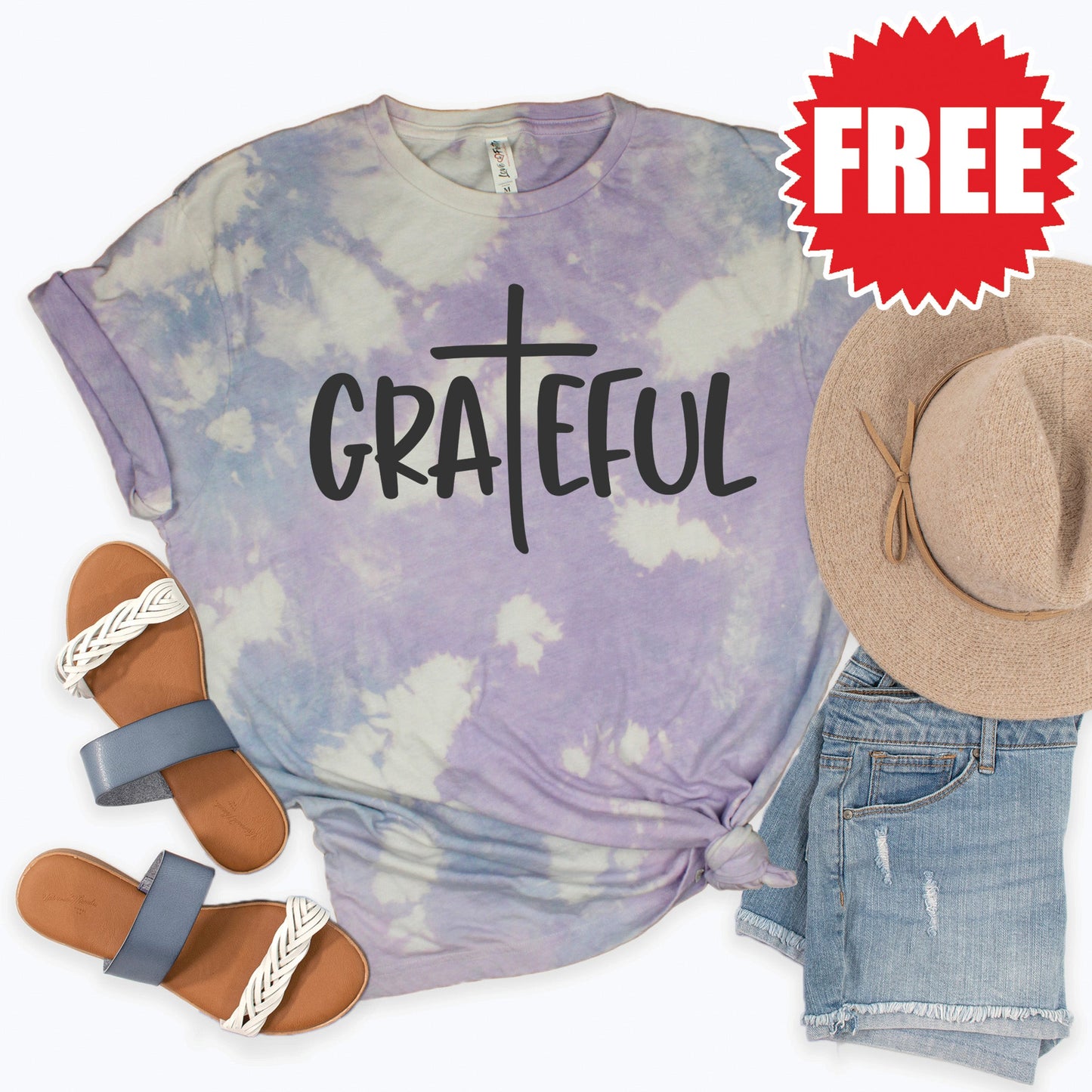 Grateful Tee - Lavender Sky Tie Dye - 0