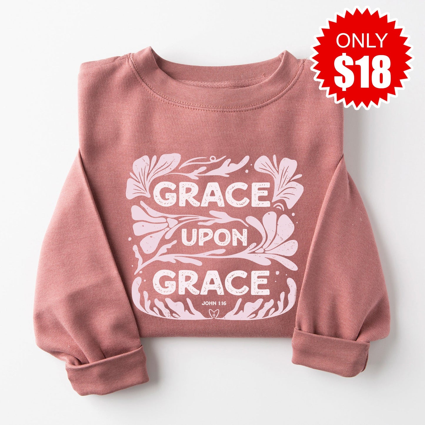 Grace Upon Grace Sweatshirt - Heather Mauve - 18