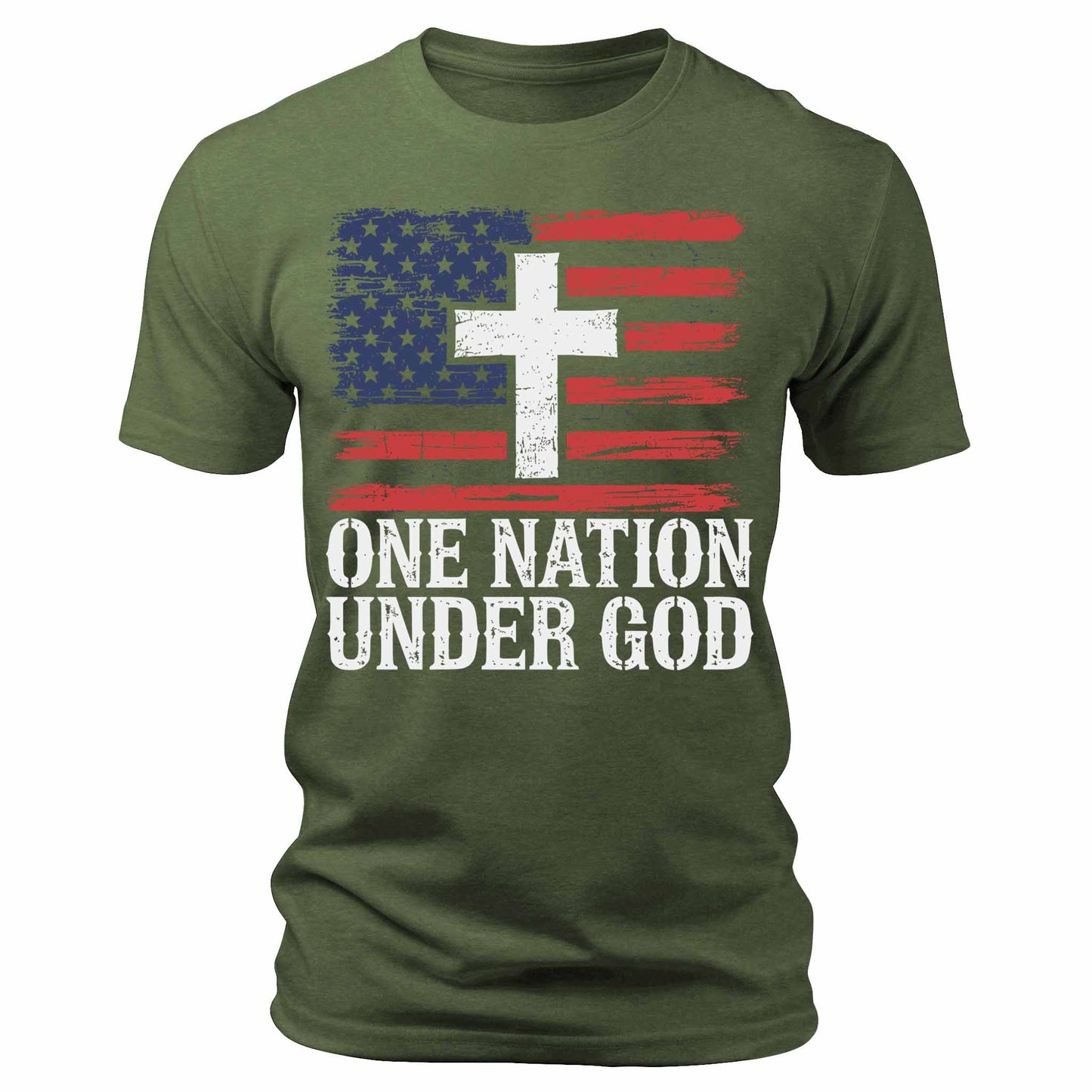 Men's One Nation Under God American Shirt USA Flag T-Shirt Patriotic Graphic Tee