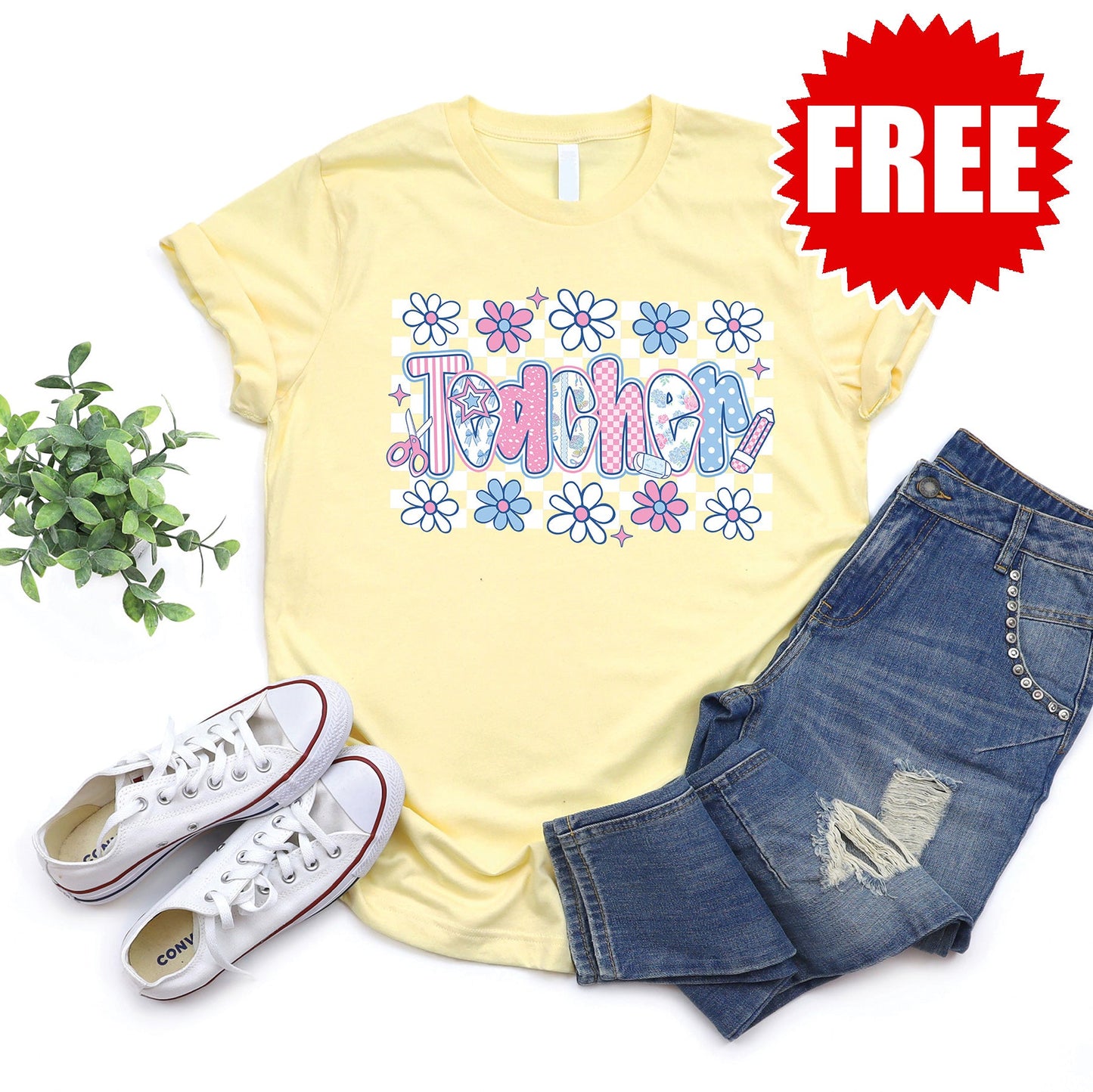 Teacher Tee - Heather Pale Yellow - 0
