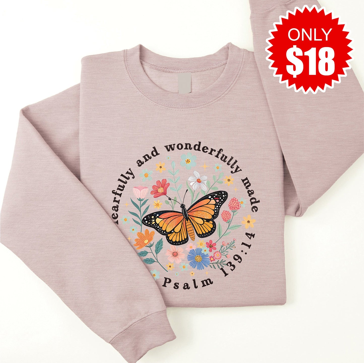 Wonderfully Made Sweatshirt - Heather Pink Gravel - 18