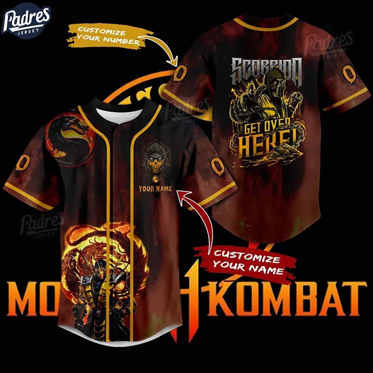 Scorpion Get Over Here Custom Baseball Jersey - Padres Jersey Oasis: Elevate Your Baseball Style Game