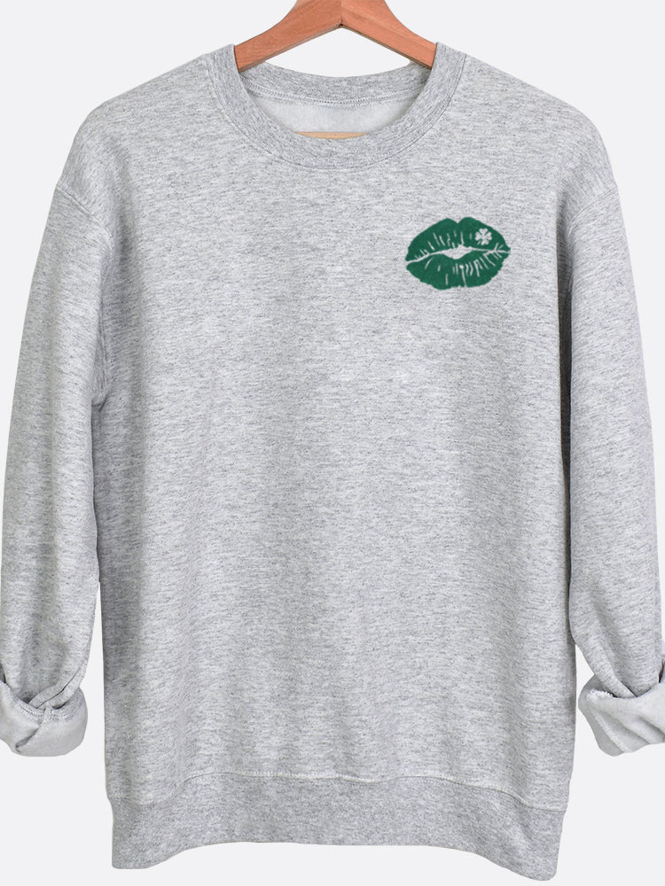 Shamrock Kiss Pocket Graphic Sweatshirt