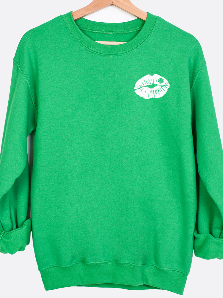 Shamrock Kiss Pocket Graphic Sweatshirt