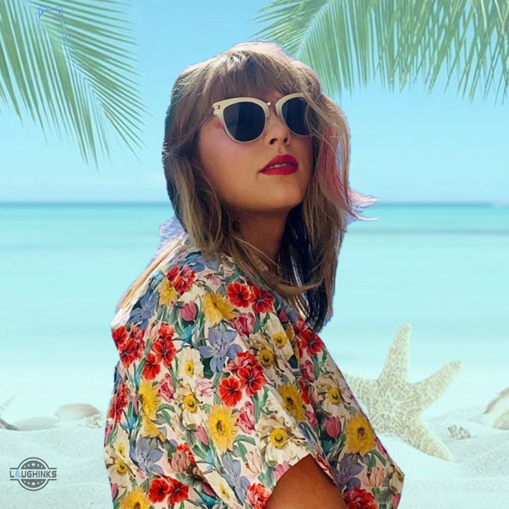 Taylor Swift Hawaiian Shirt And Shorts Cosplay Taylor Swift Aloha Summer Beach Shirt Swfities Eras Tour Gift For Fans Taylor Swift Floral Tropical Button Up Shirts - Laughinks