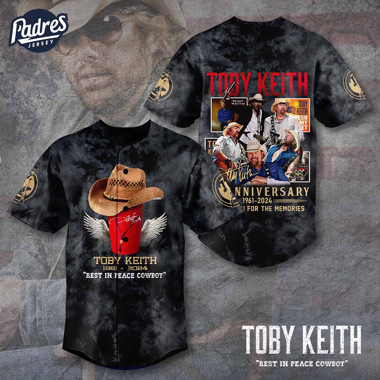 Toby Keith 1961-2024 Baseball Jersey Outfit - Padres Jersey Oasis: Elevate Your Baseball Style Game