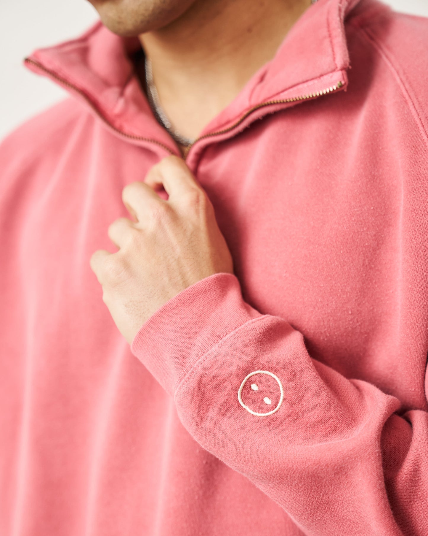 Essentials Vintage Washed 1/4 Zip Sweatshirt - Red