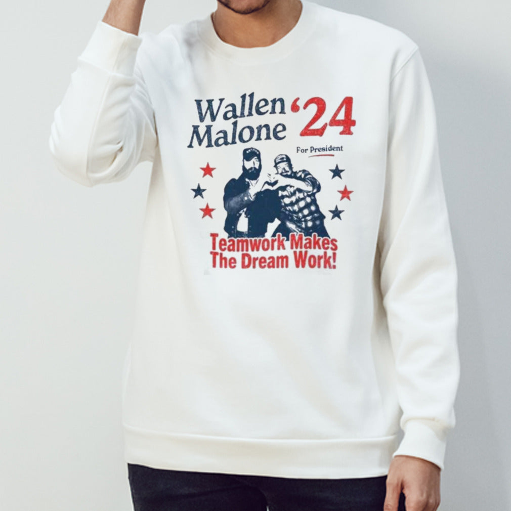 Wallen Malone 2024 For President Funny 24 Election Graphic Tee Vintage Inspired Humor Concert Music Shirt