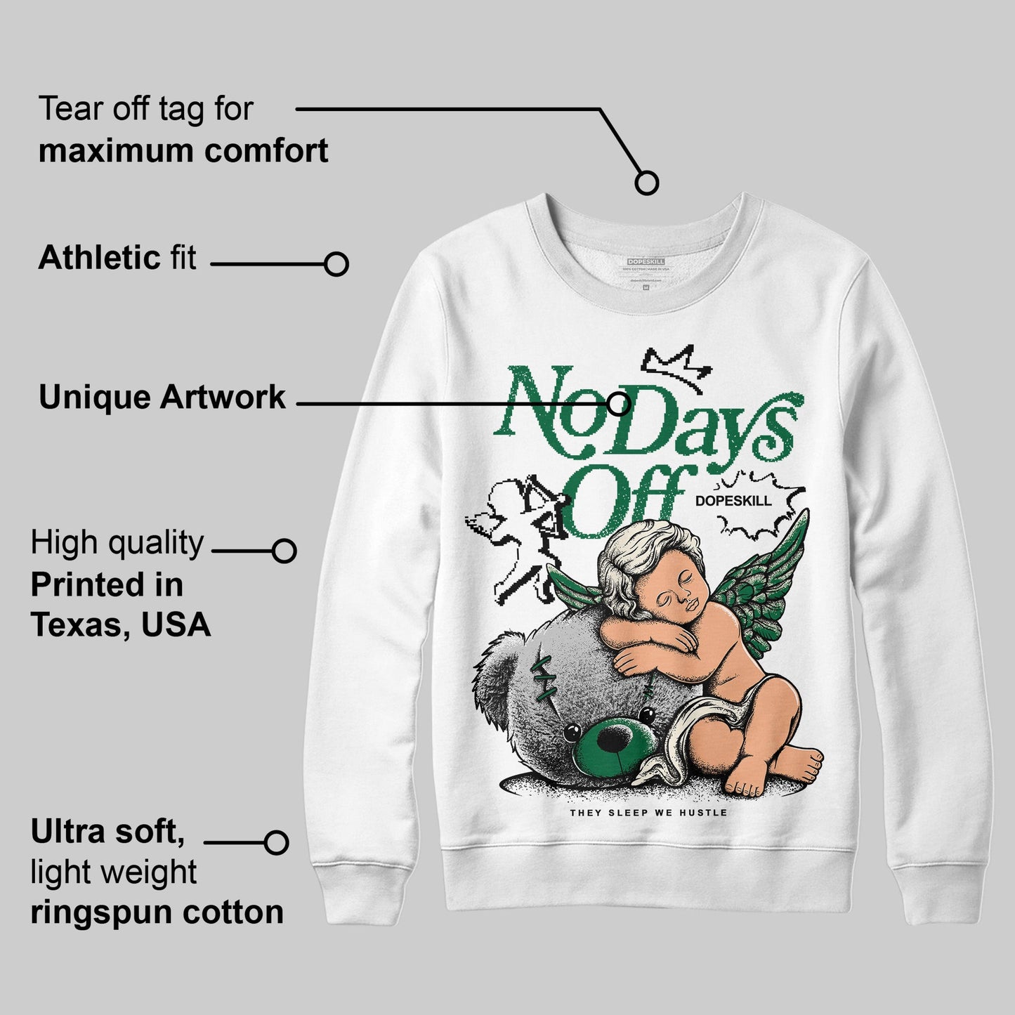 Pine Green 13s DopeSkill Sweatshirt New No Days Off Graphic
