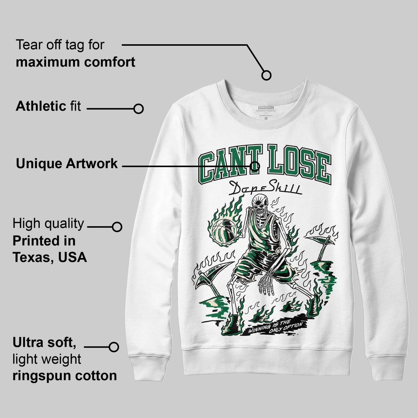 Pine Green 13s DopeSkill Sweatshirt Cant Lose Graphic