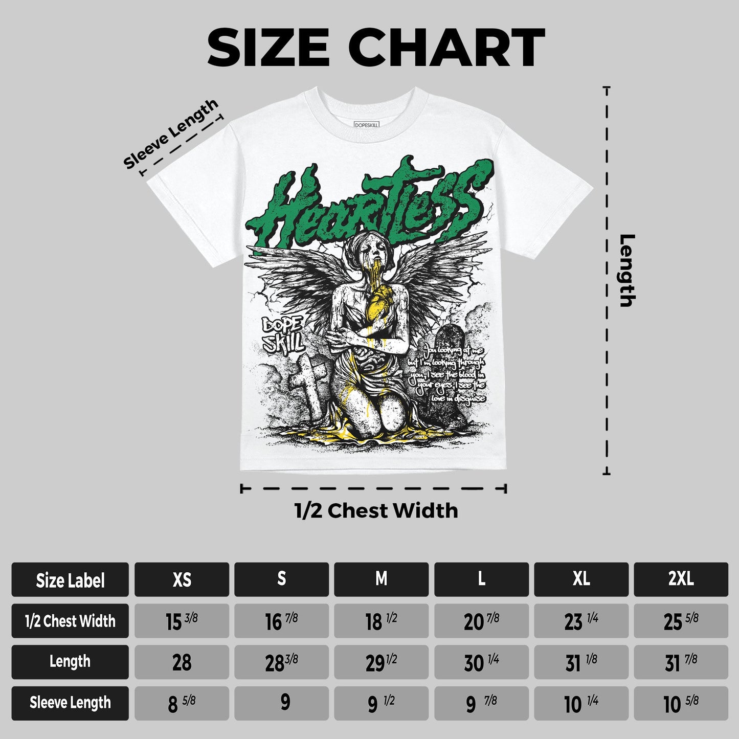 Green Collection DopeSkill Oversize Print T-Shirt Heartless Graphic