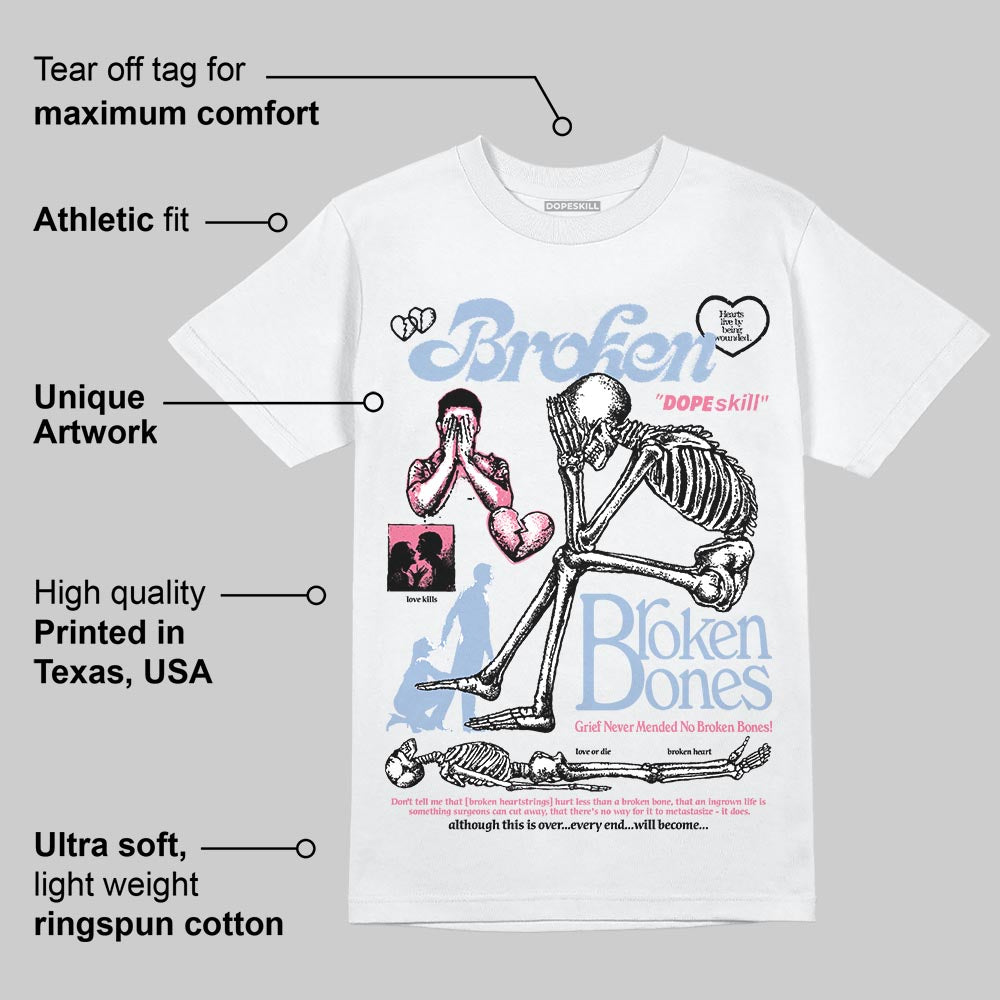 Denim Pink Glow 3s DopeSkill T-Shirt Broken Bones Graphic