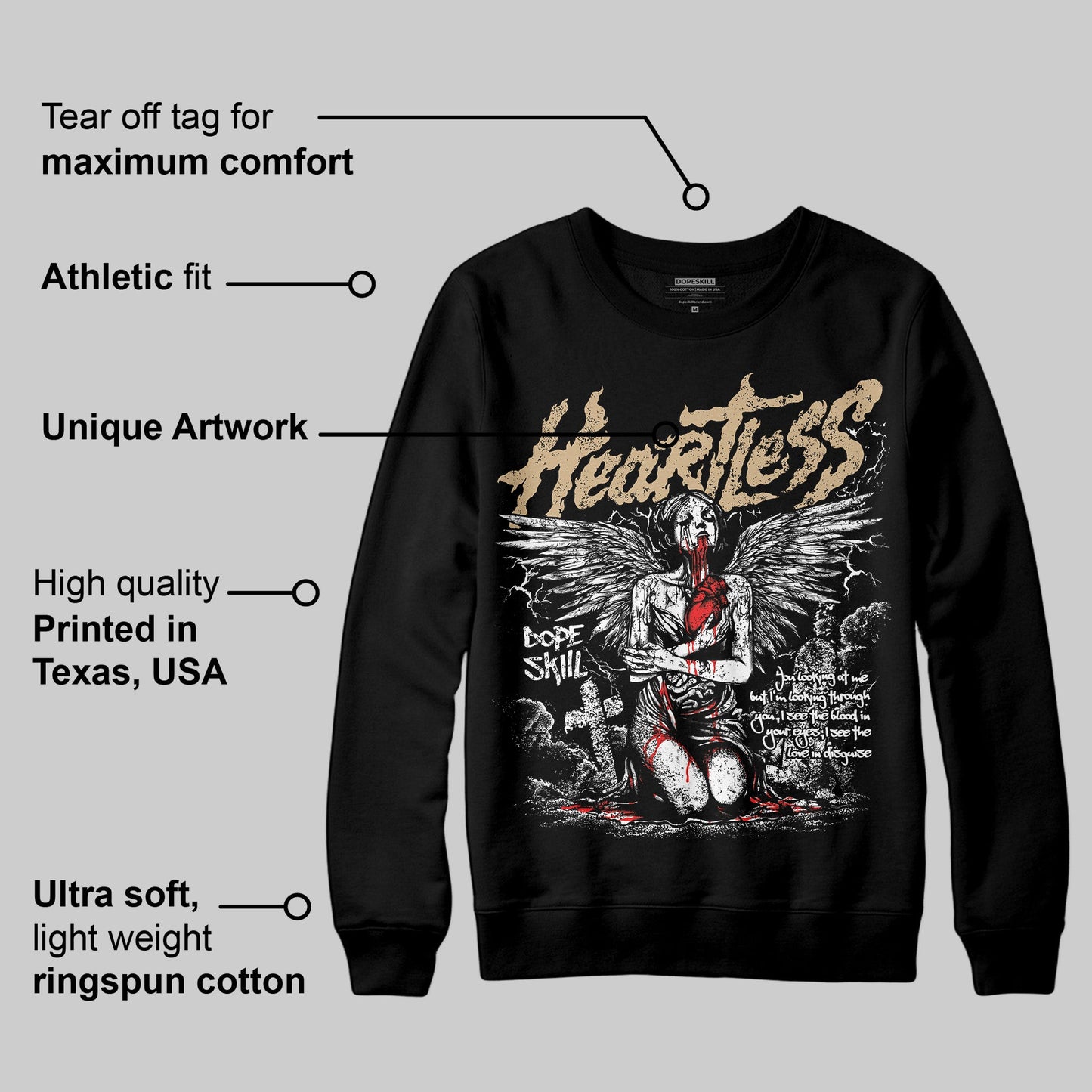 TAN Collection DopeSkill Sweatshirt Heartless Graphic