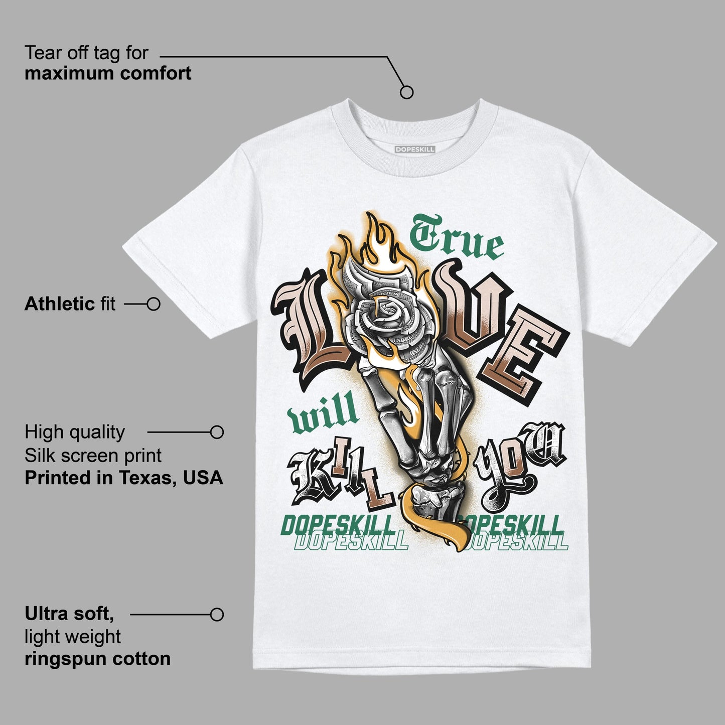 Safari Dunk Low DopeSkill T-Shirt True Love Will Kill You Graphic
