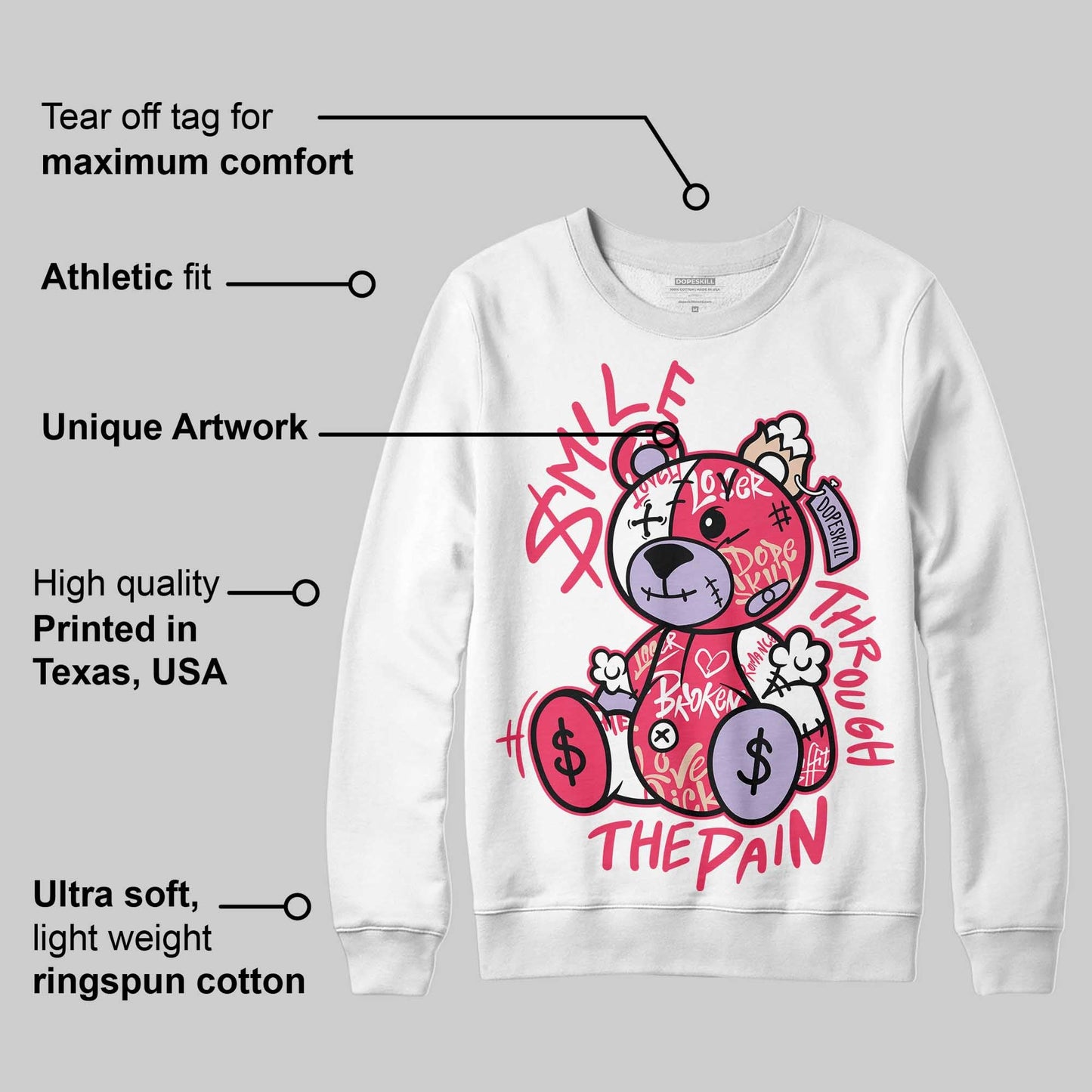 Peanut Butter Jelly 5s DopeSkill Sweatshirt Smile Through The Pain Graphic