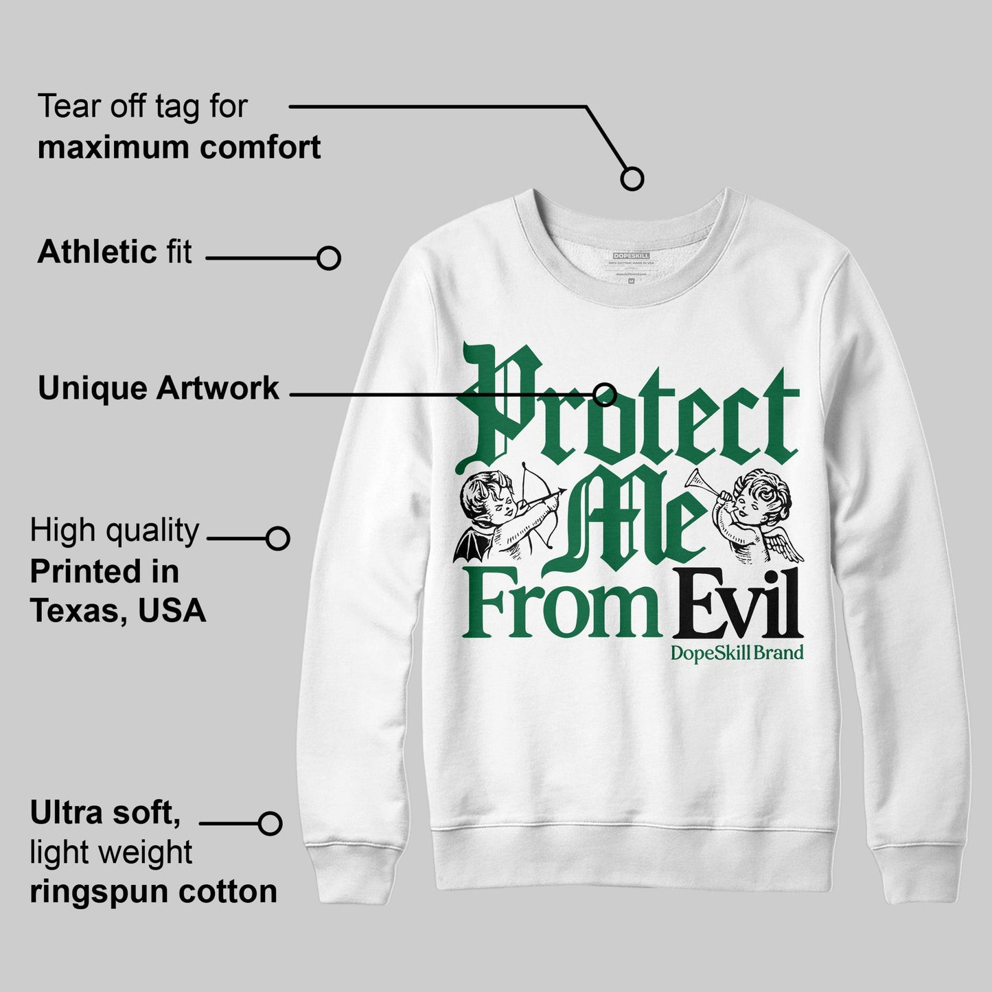 Pine Green 13s DopeSkill Sweatshirt Protect Me From Evil Graphic
