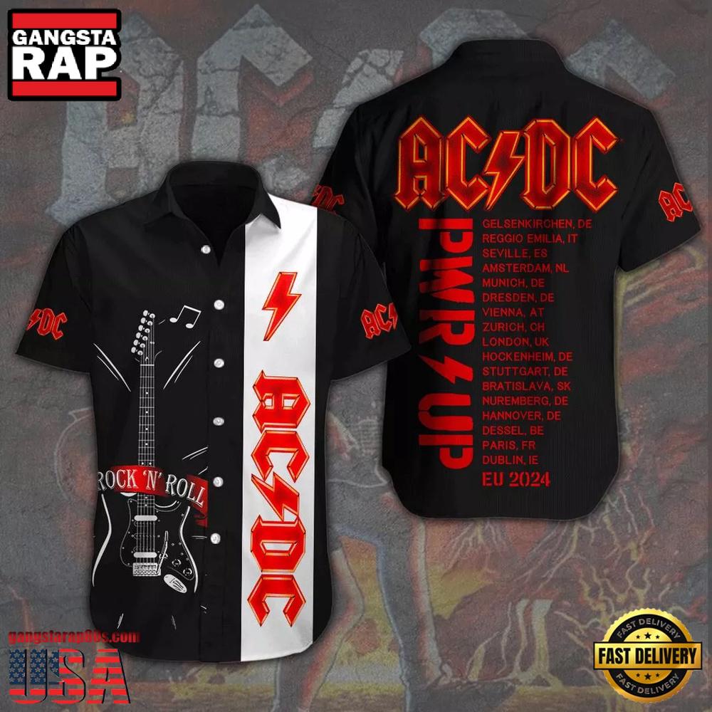 ACDC Rock Band Pwr Up World Tour 2024 Hawaiian Shirt - - Gangstarap80S