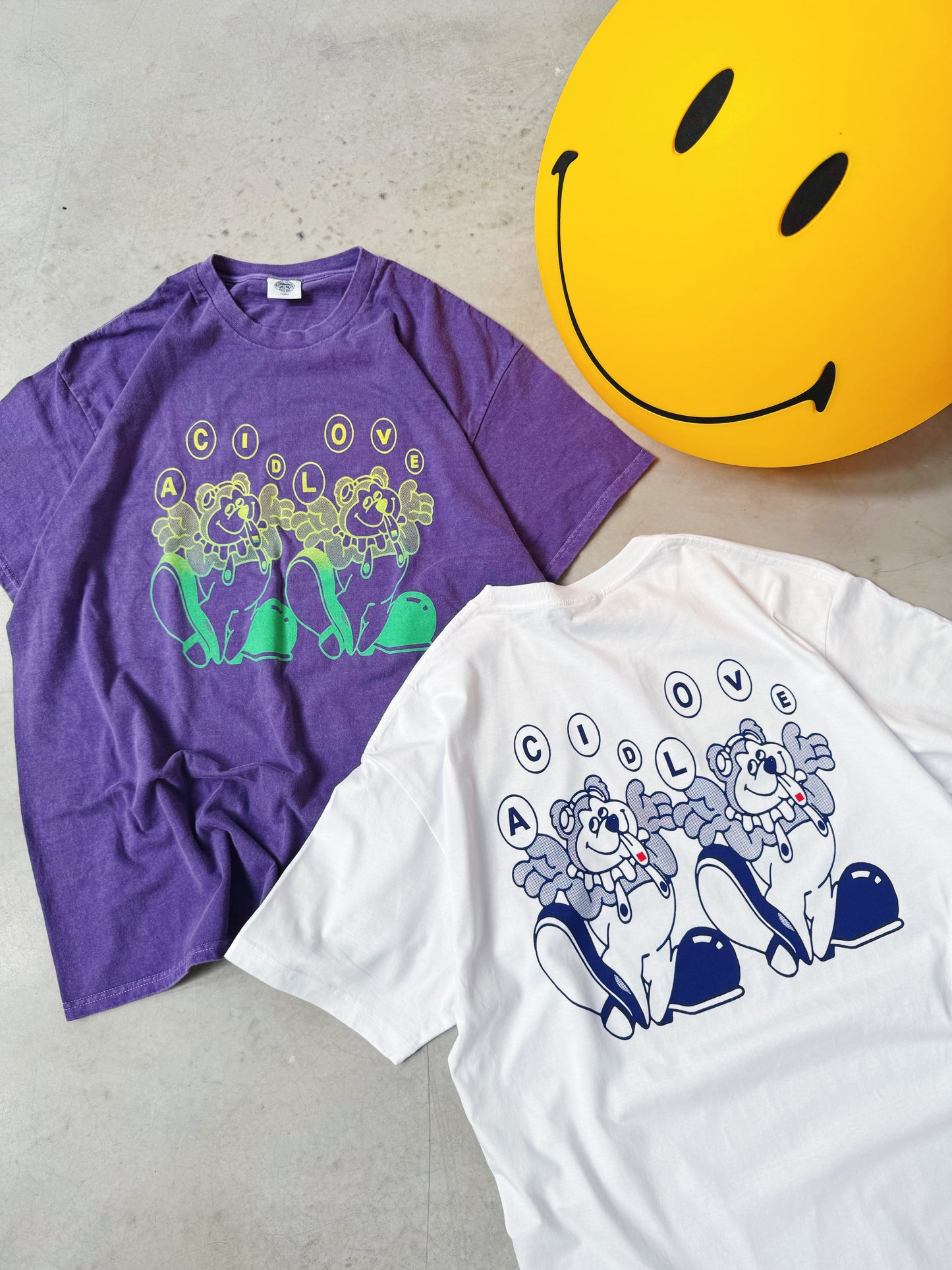 Acid Love 'Trippy Bear' Vintage Washed Tee - Purple
