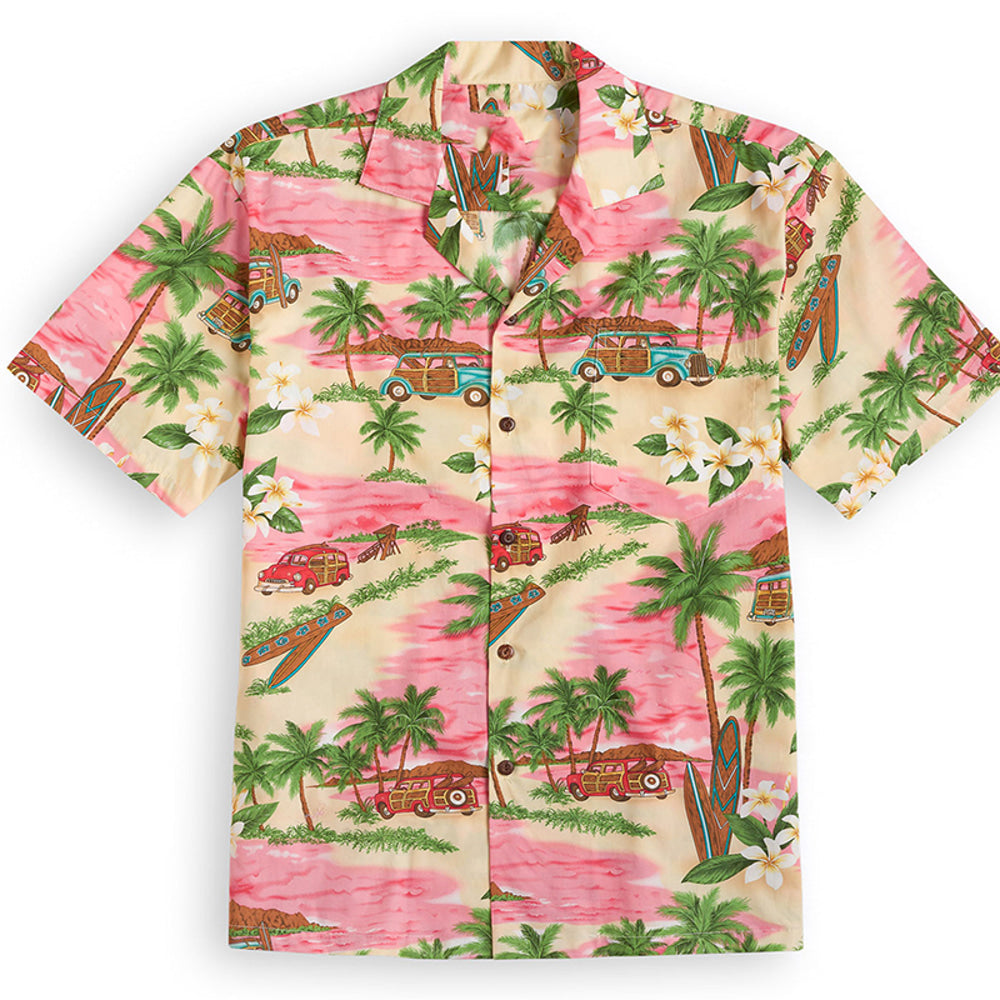 Men's Shirt Summer Hawaiian Shirt Button Up Shirt Casual Shirt Camp Collar Shirt Graphic Coconut Tree Turndown Light Pink Blue Green Light Sky Blue Casual Daily Short Sleeve Button-Down Print