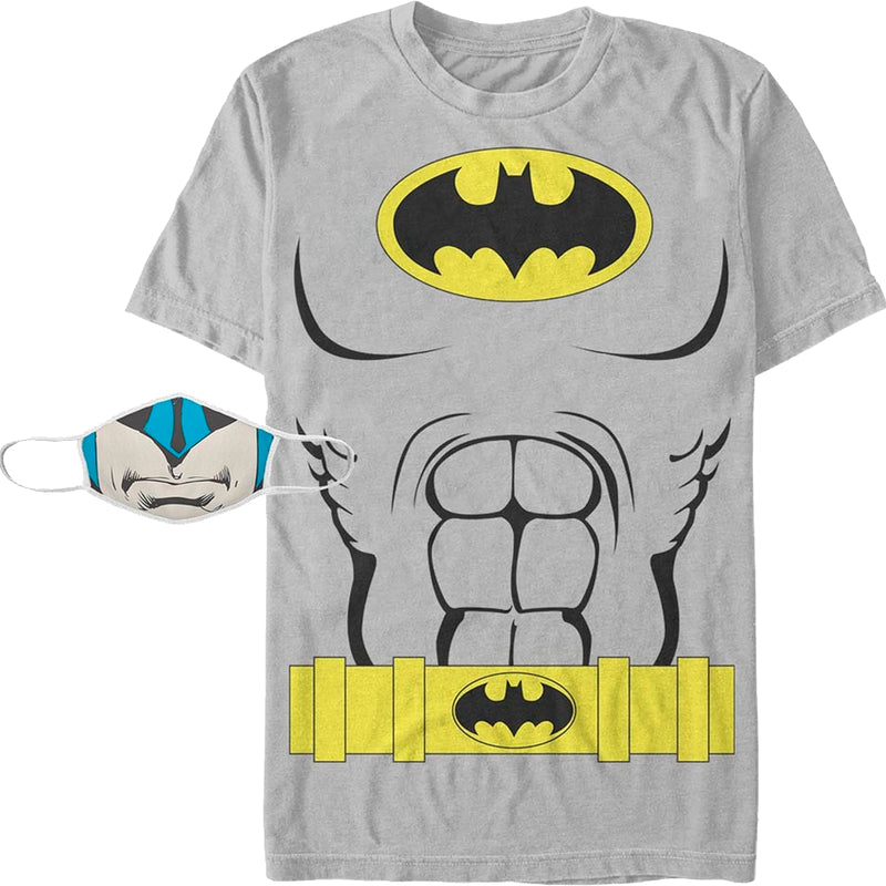 Batman Costume Combo Face Mask And T-Shirt