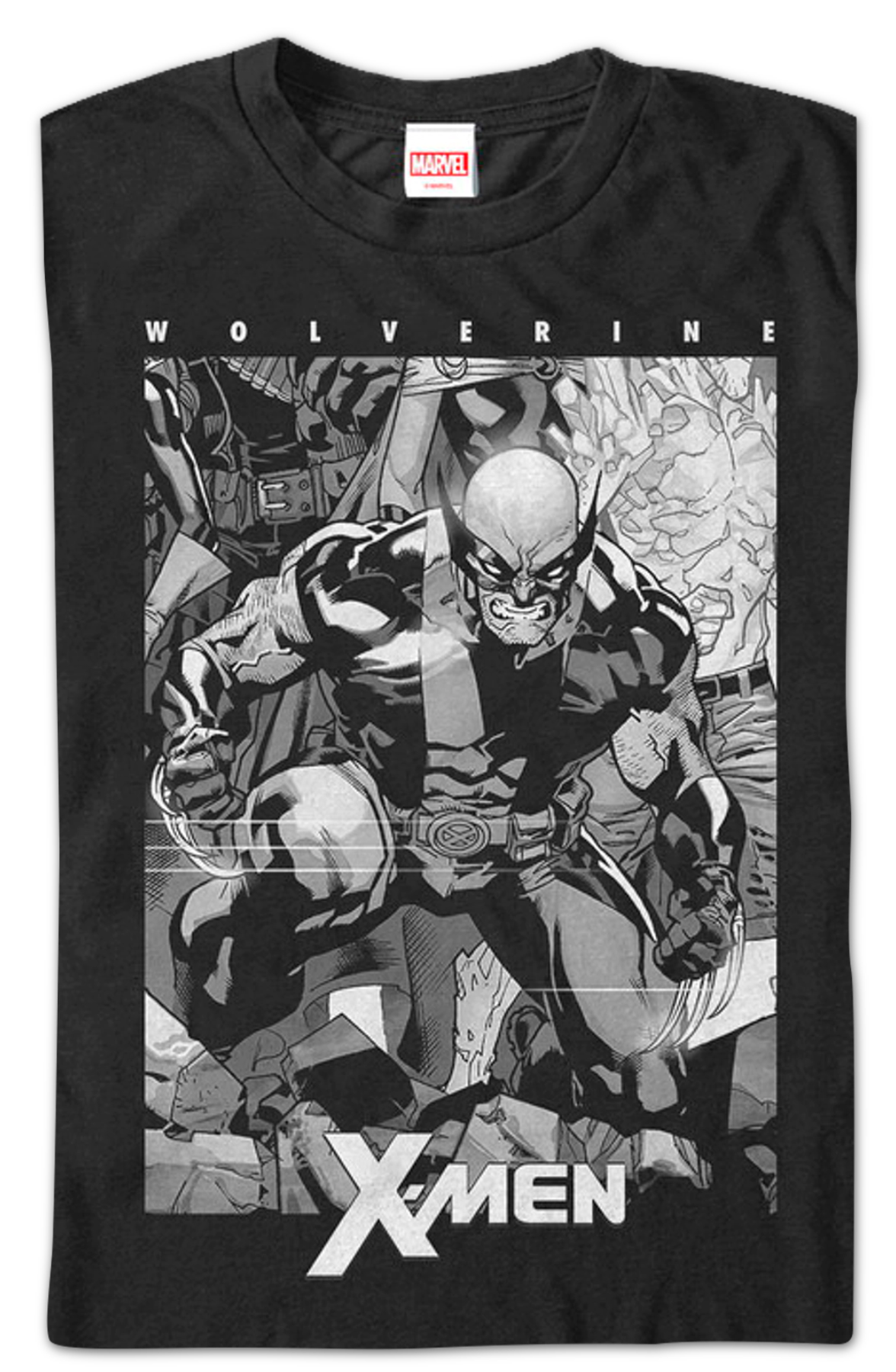 Black and White Wolverine X-Men T-Shirt