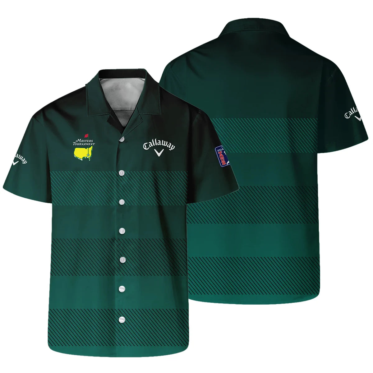 Callaway Masters Tournament Dark Green Gradient Stripes Pattern Golf Sport Hawaiian Shirt Style Classic Oversized Hawaiian Shirt