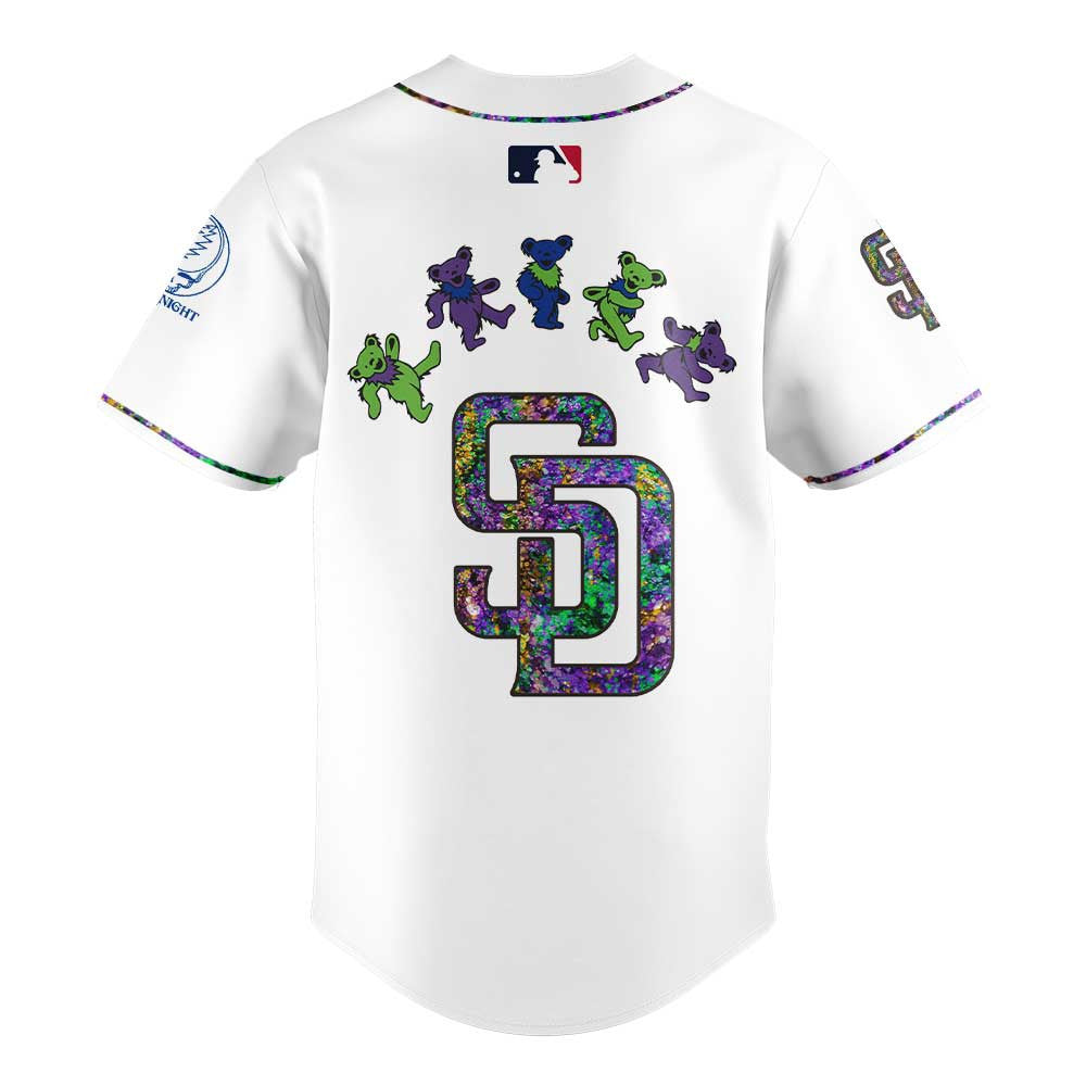 Comfimerch San Diego Padres MLB x Grateful Dead Night Personalized Baseball Jersey For Fan - Comfimerch