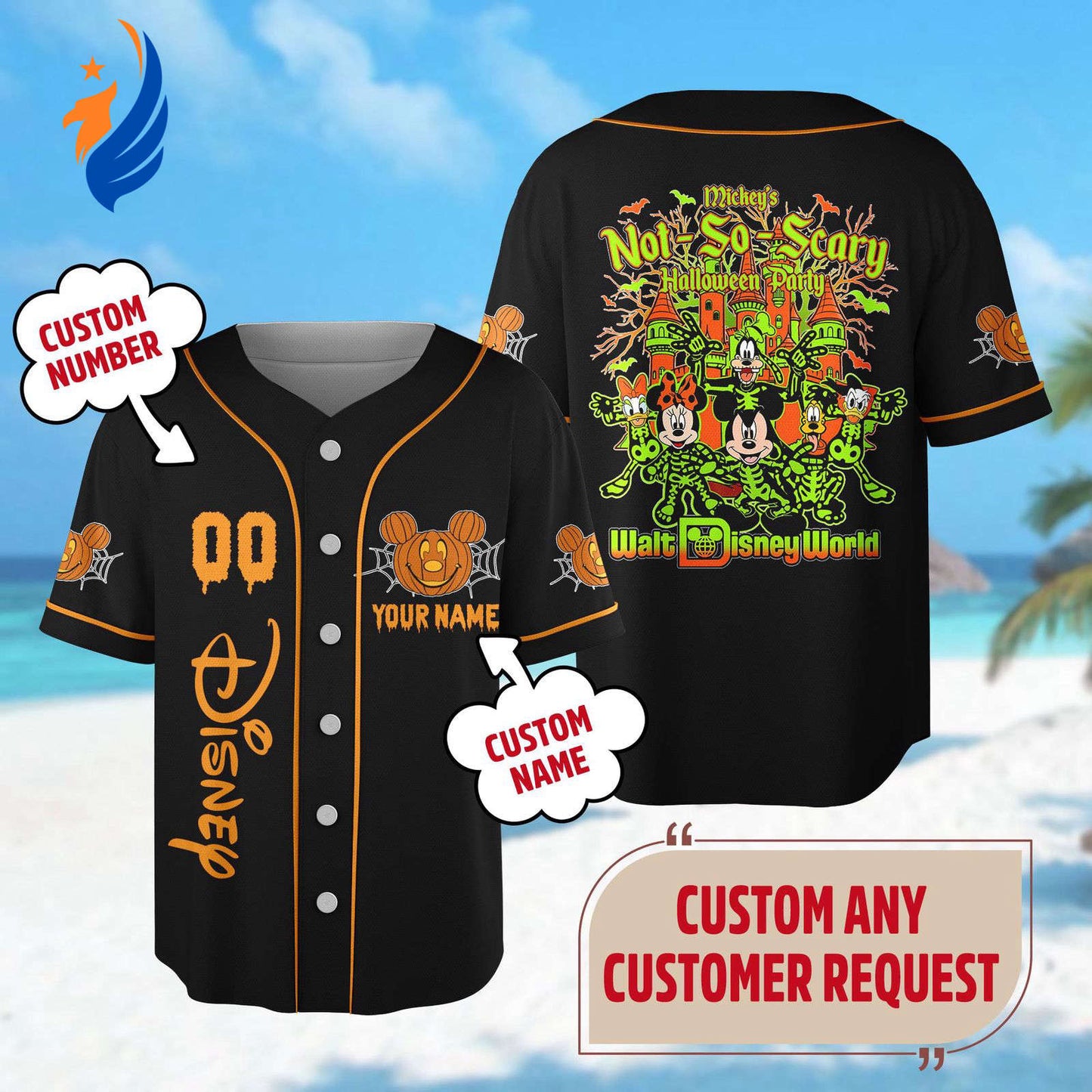 Custom Mickey Mouse Halloween Baseball Jersey - Scary Team Gift for Horror Halloween Party at Magic Kingdom - Bafud