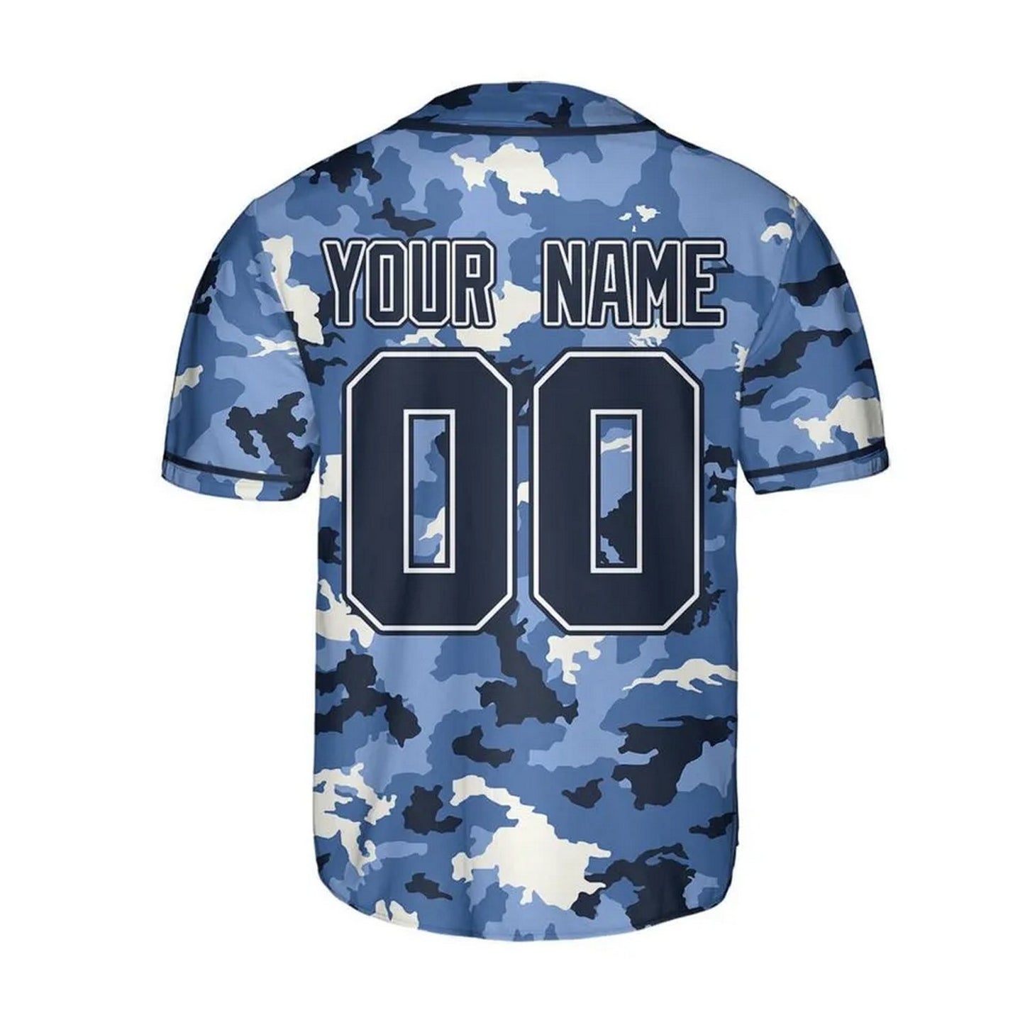 Custom Name And Number Camo Texture Blue Baseball Jersey