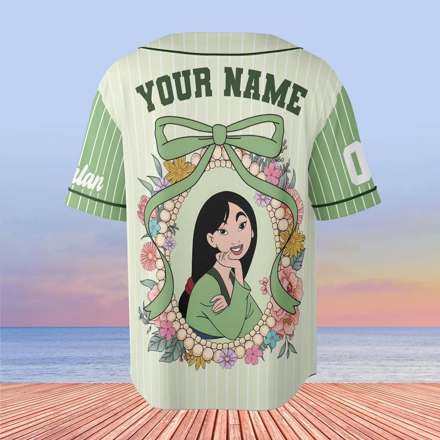 Custom Name And Number Coquette Princess Mulan Baseball Jersey