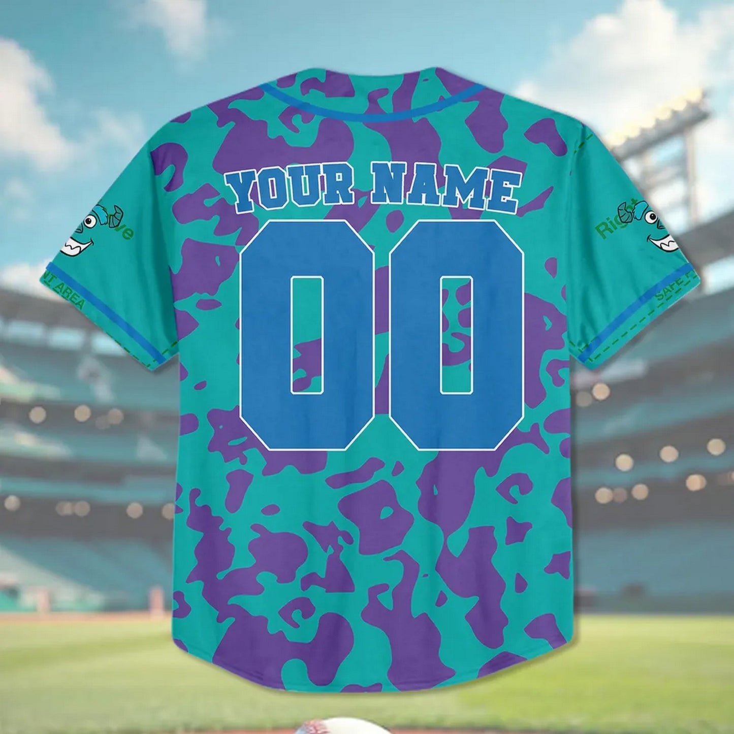 Custom Name And Number Disney Monsters Inc Sullivan Blue Baseball Jersey