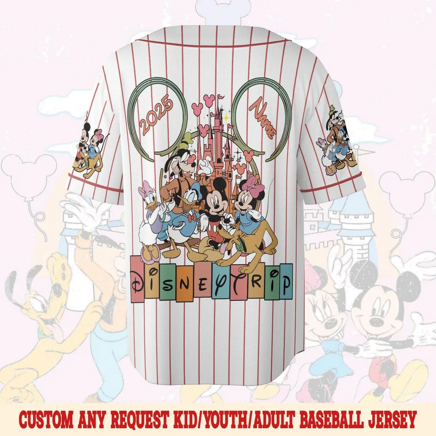 Custom Name Disneyworld Characters Baseball Jersey