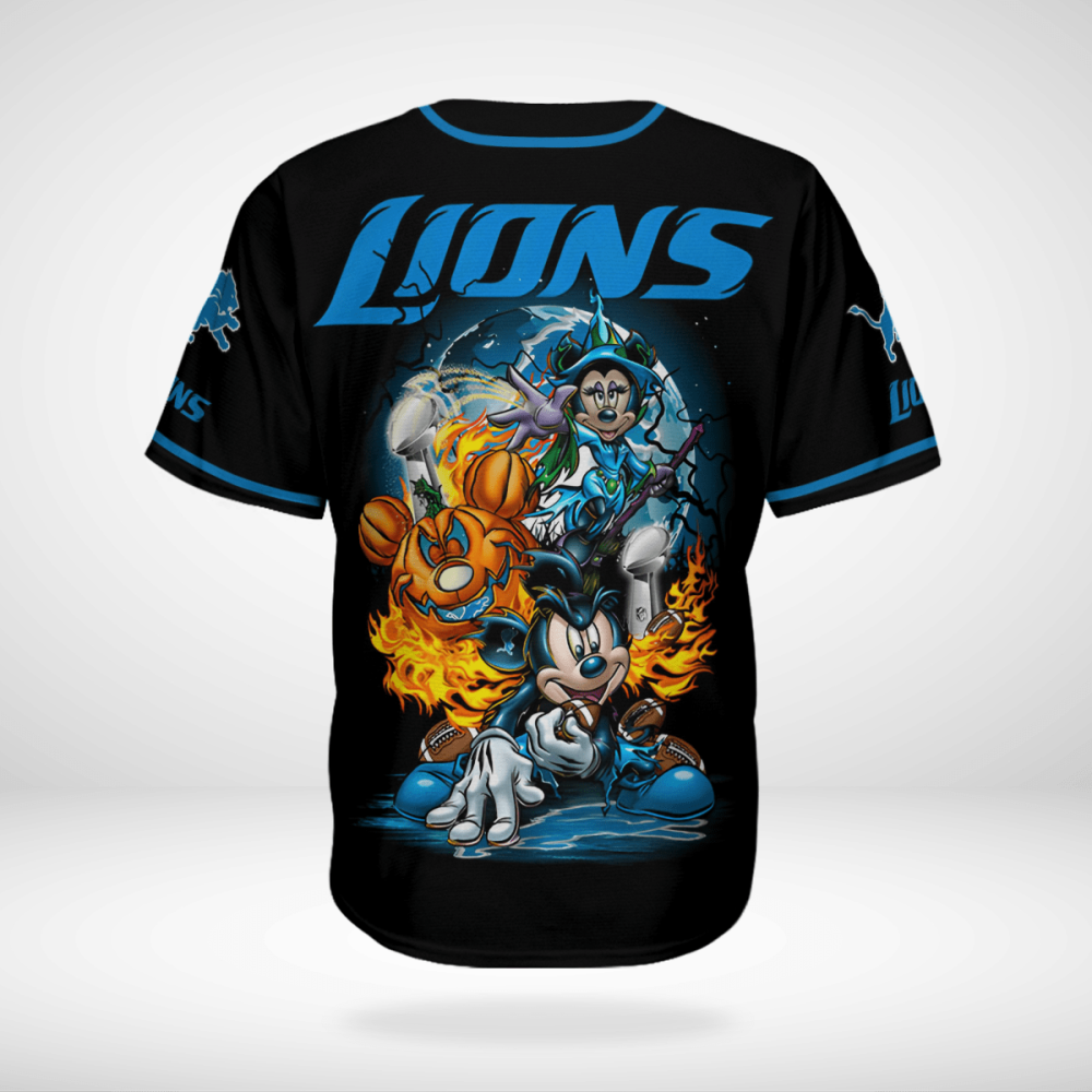 Spooktacular Detroit Lions Mickey Mouse Halloween Baseball Jersey – Perfect for Game Day Fun! - Bafud