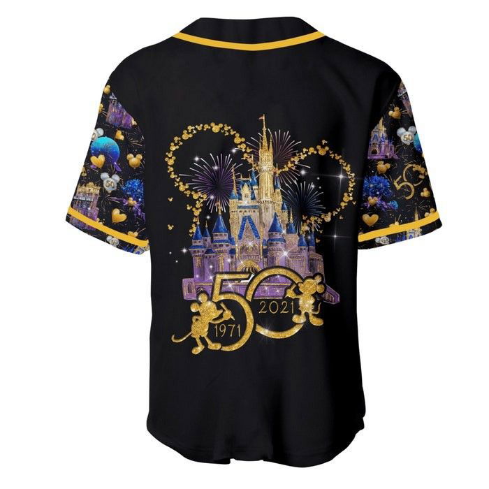 Disney 50th Anniversary Mickey Mouse Black Rainbow Unisex Cartoon Graphic Casual Outfit Custom Baseball Jersey Gifts for Fans - lylyprint.com