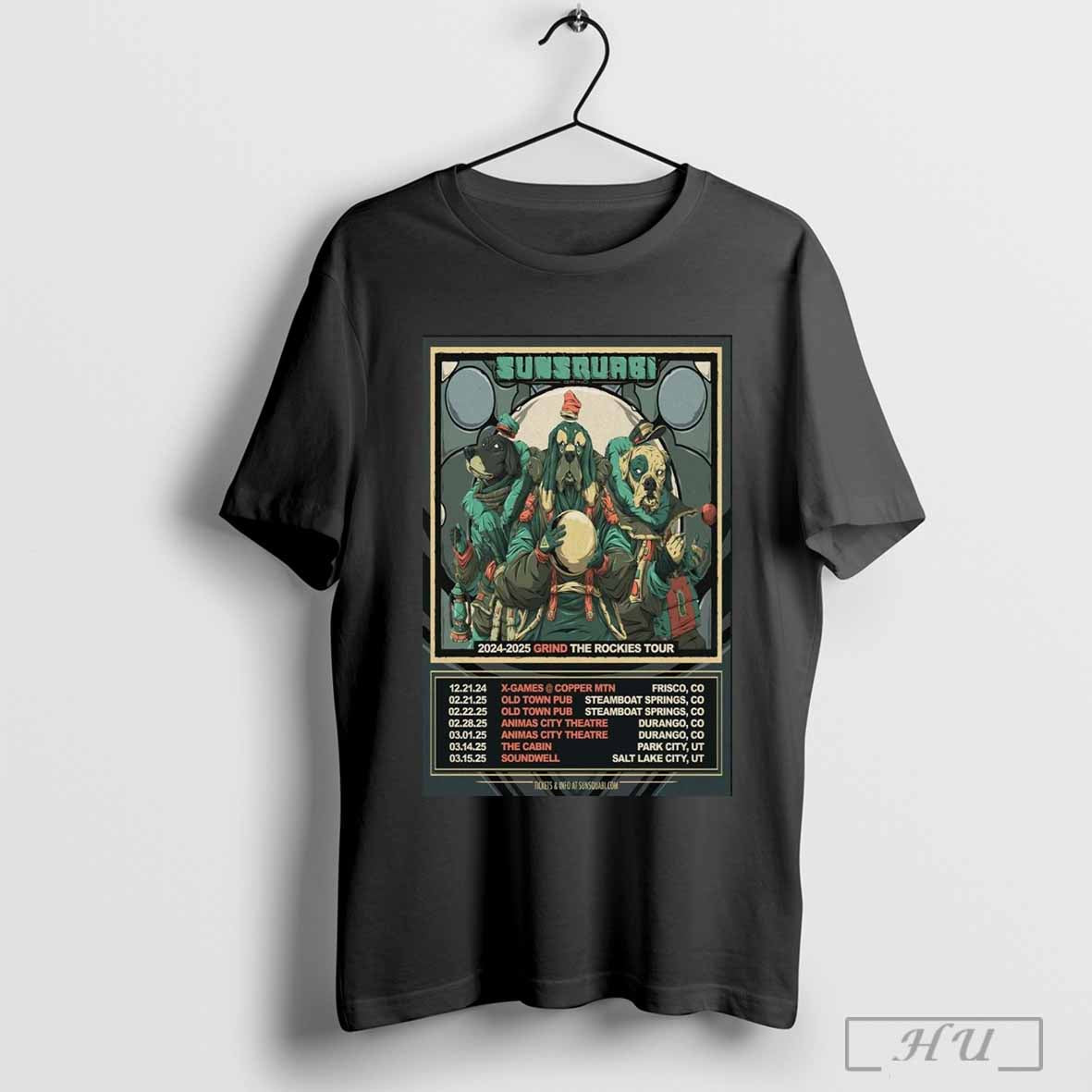 Sunsquabi 2024 2025 Grind The Rockies Tour Poster T Shirt
